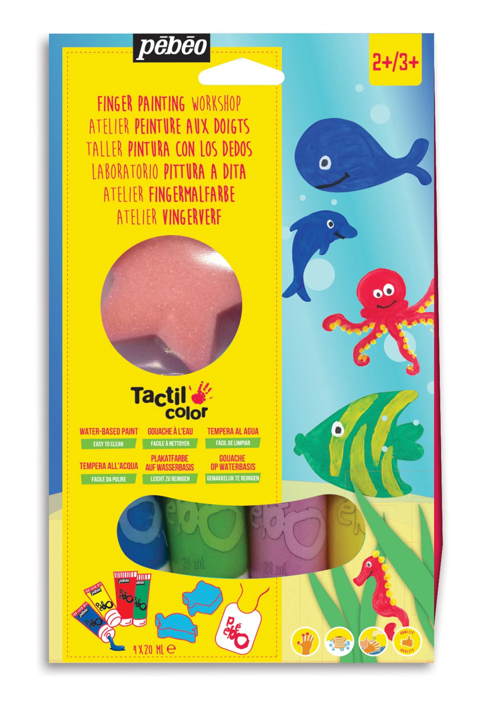 Set Tacticolor "Animaux de la mer" 4 x 20 ml couleurs primaires et accessoires