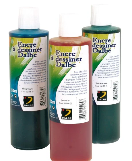 Encre à dessiner 250ml set 5 primaires