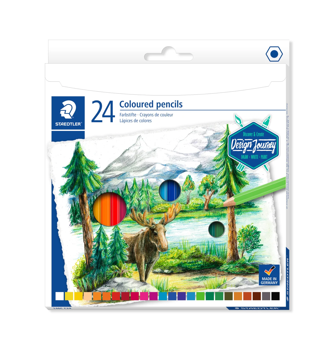 Etui carton de 24 crayons de couleurs Design Journey