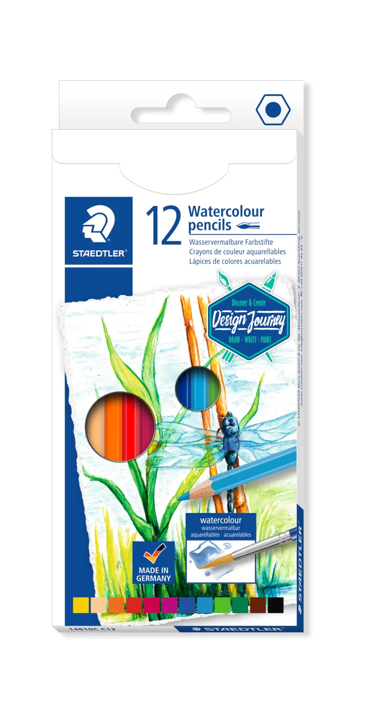 Etui de 12 crayons aquarellable Design Journey