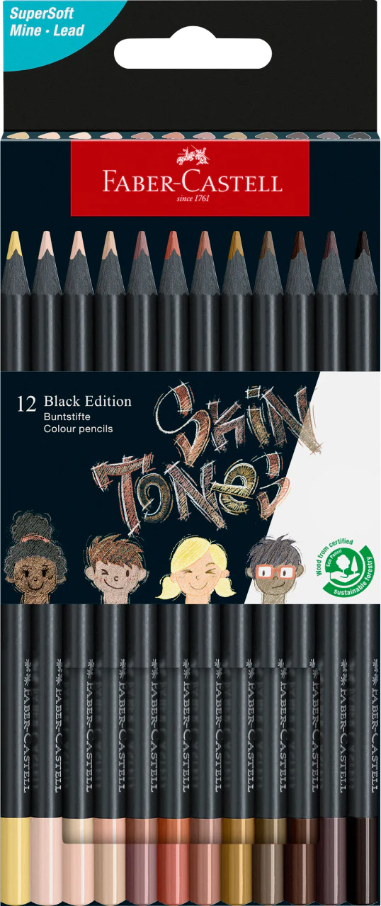 Etui de 12 crayons de couleurs "peau" Black Edition