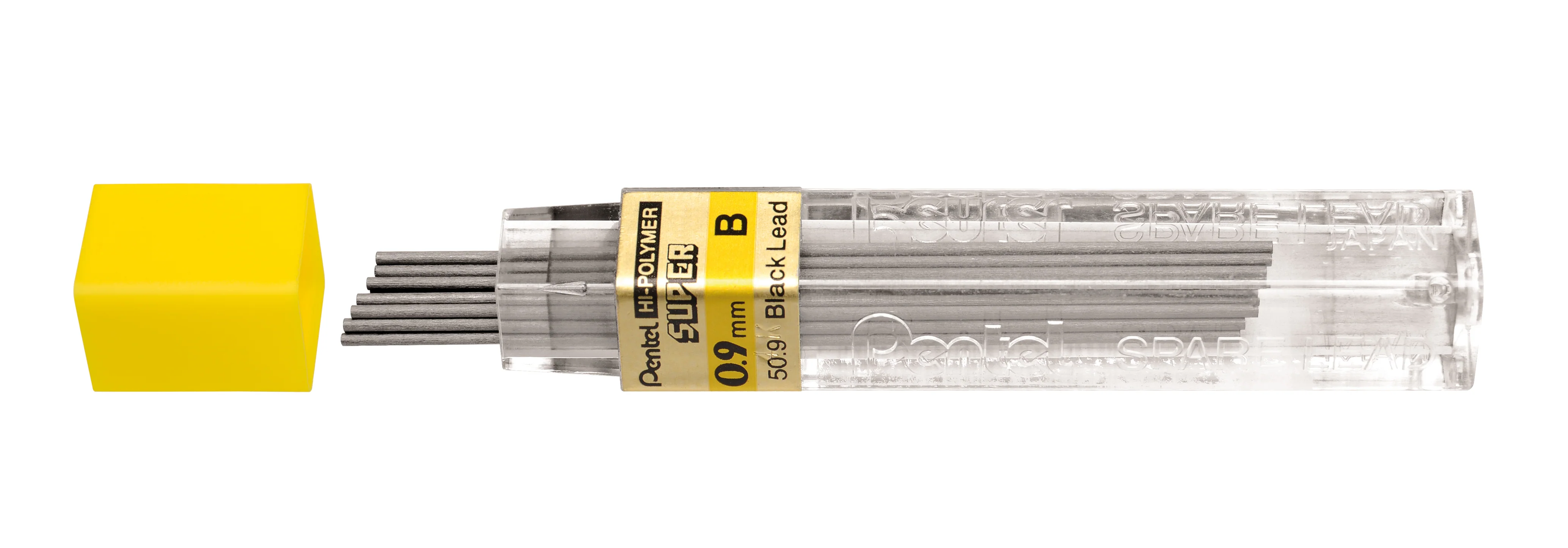Etui de 12 mines graphite Hi-polymer SUPER diamètre 0,9 mm. B