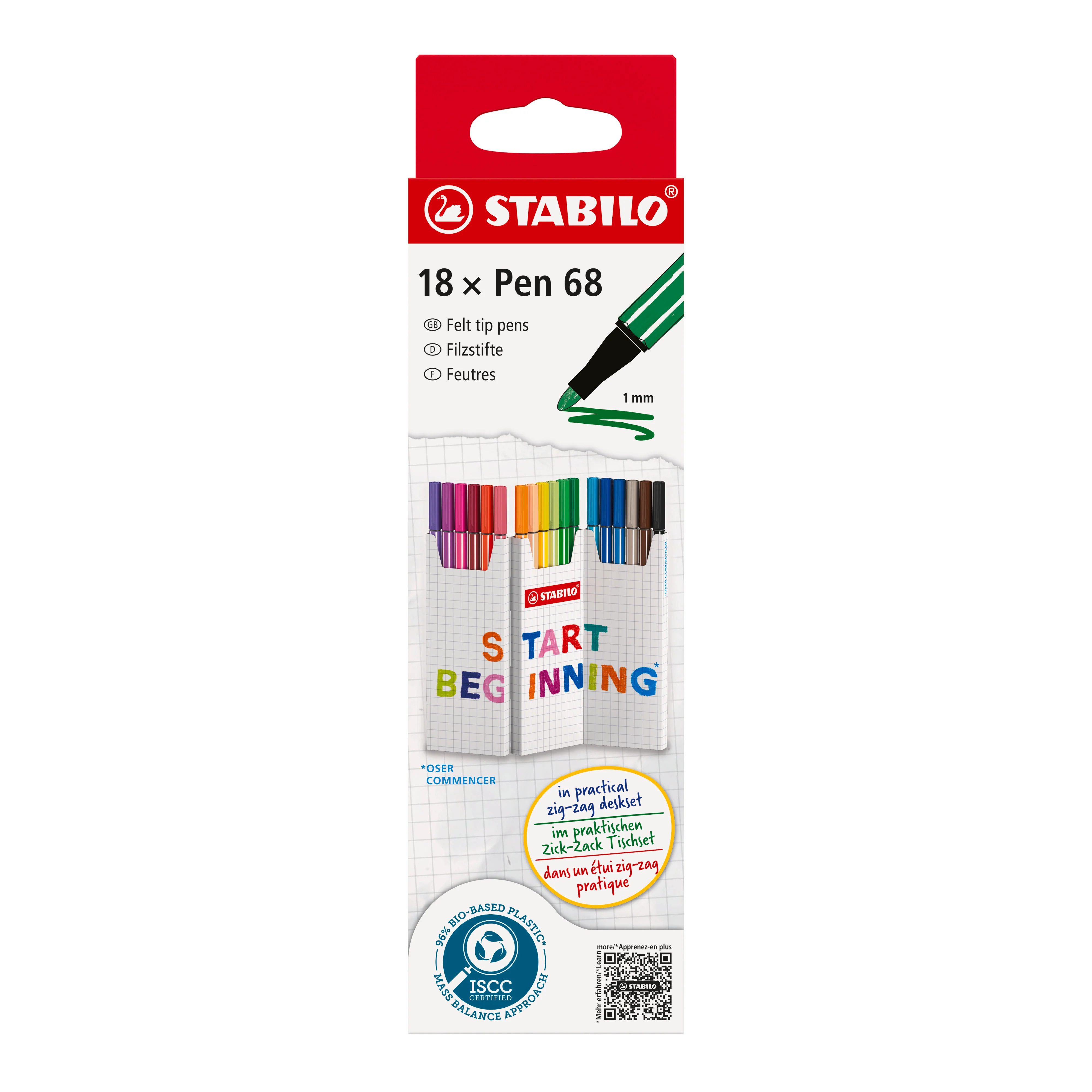 Etui de 18 stylos-feutres pointe ogive STABILO Pen 68 Zig-Zag - Image 2