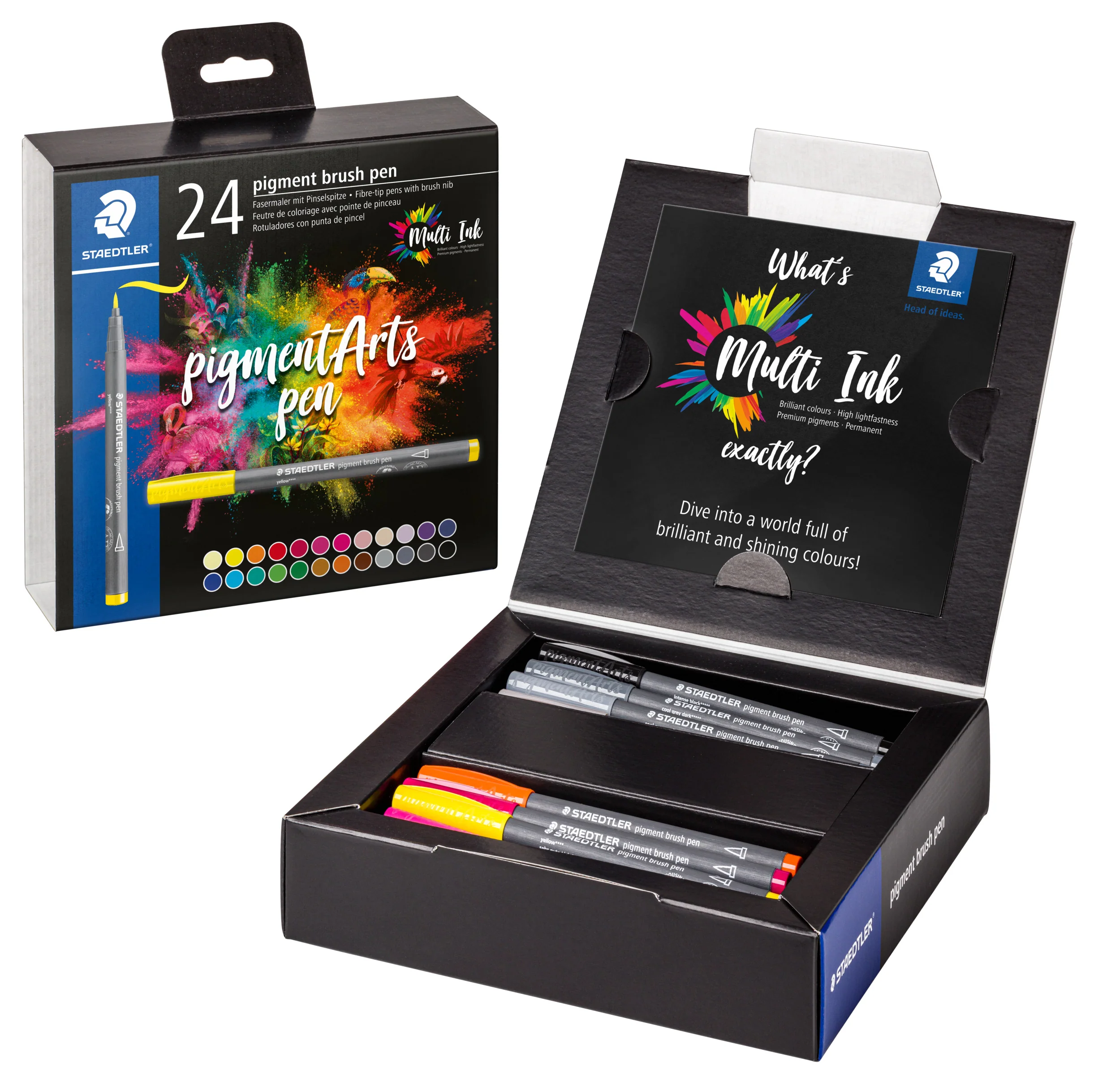 Pigment brush 371 - Etui carton 24 feutres pointe pinceau couleurs assorties - Encre Multi Ink intense - Image 2