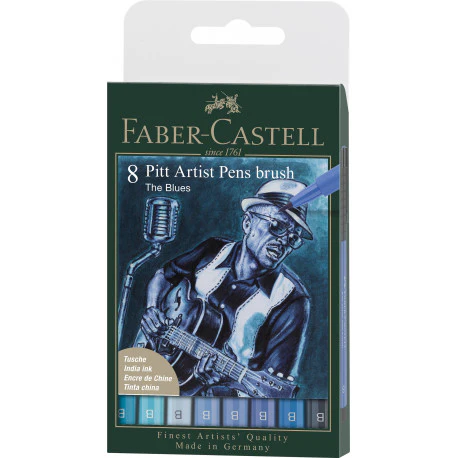 Boîte de 8 Feutres Pitt Artist Pen Couleurs bleues