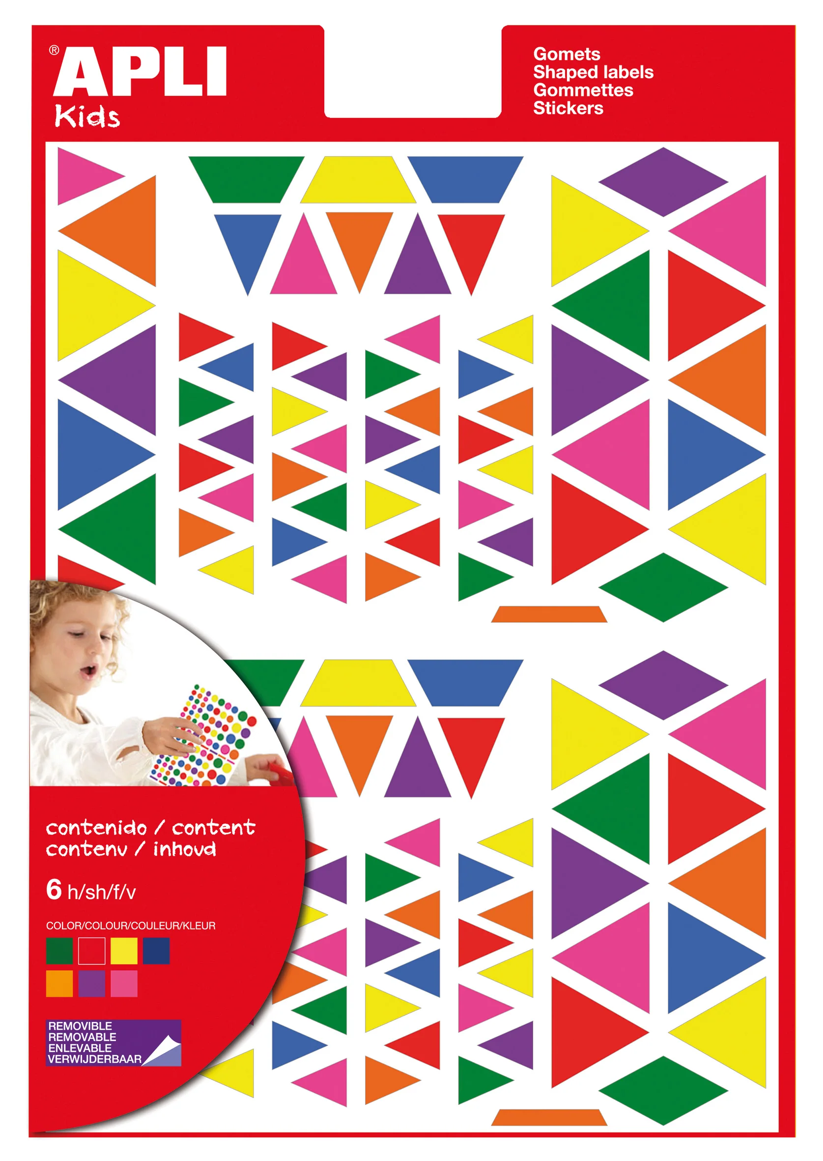 Gommettes repositionnables triangulaires - 6 couleurs