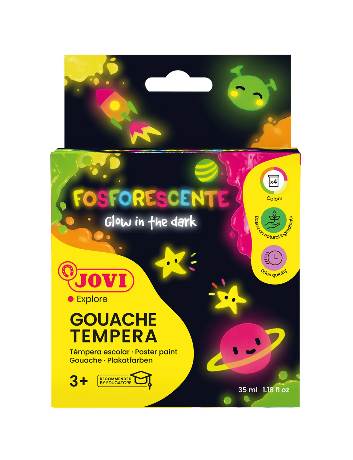 Gouache tempera phosphorescente 4x55ml Jovi explore