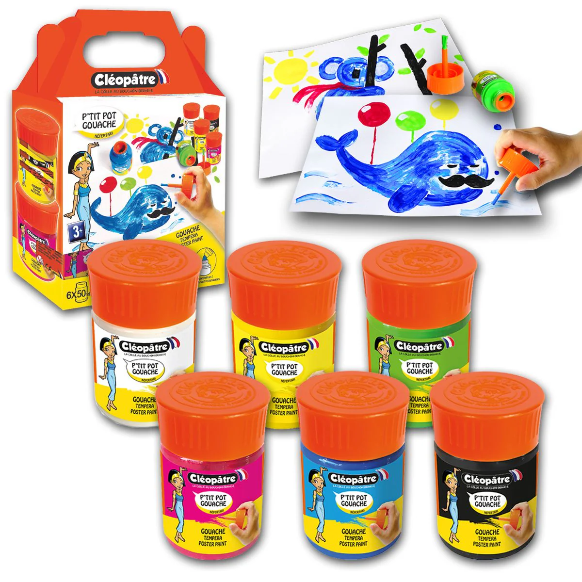 Kit 6 P'tits Pots gouache 50 ml assortis Néfertari