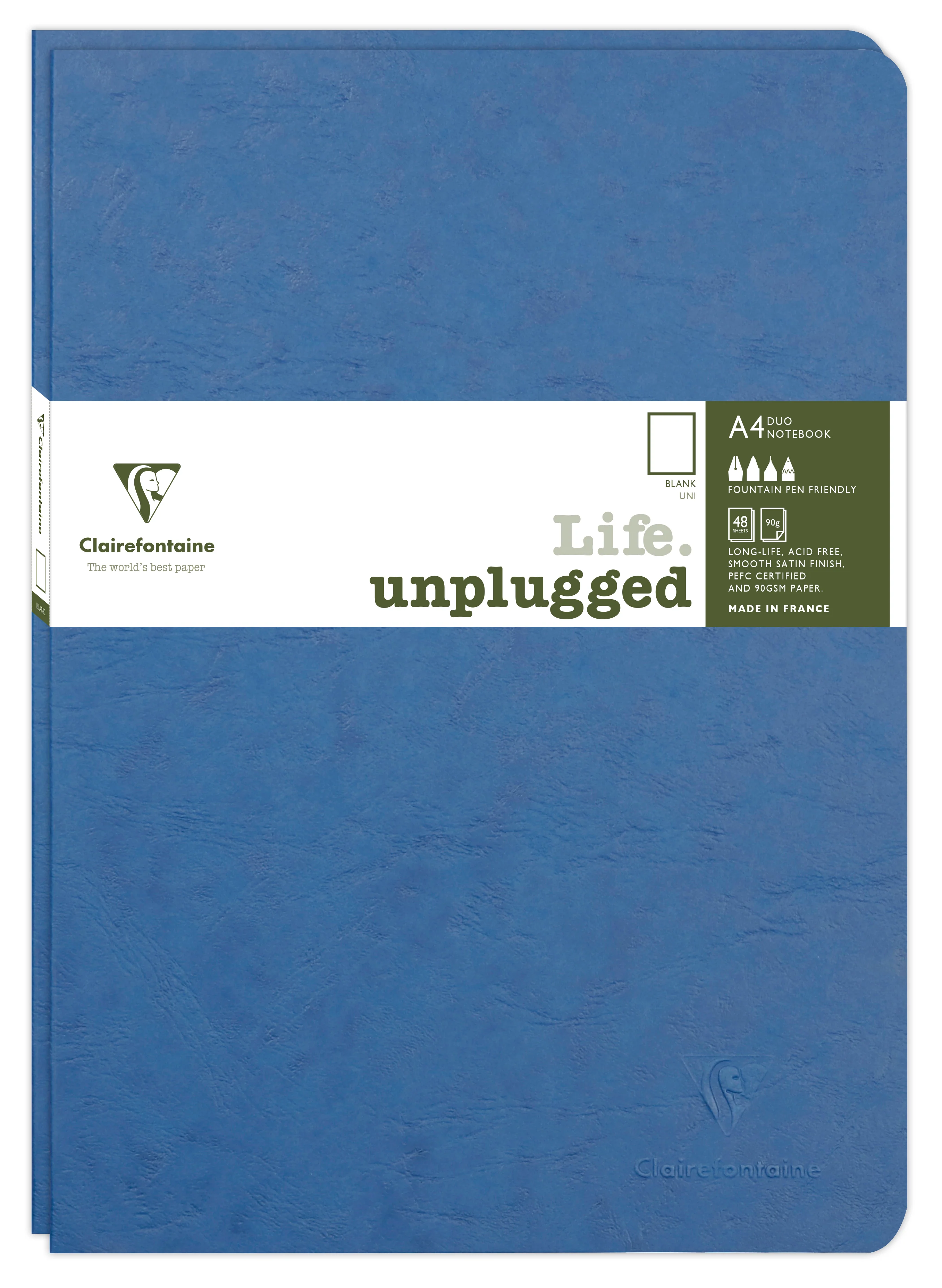 Lot de 2 cahiers piqués AGE BAG A4 96 pages unis - Couverture bleue