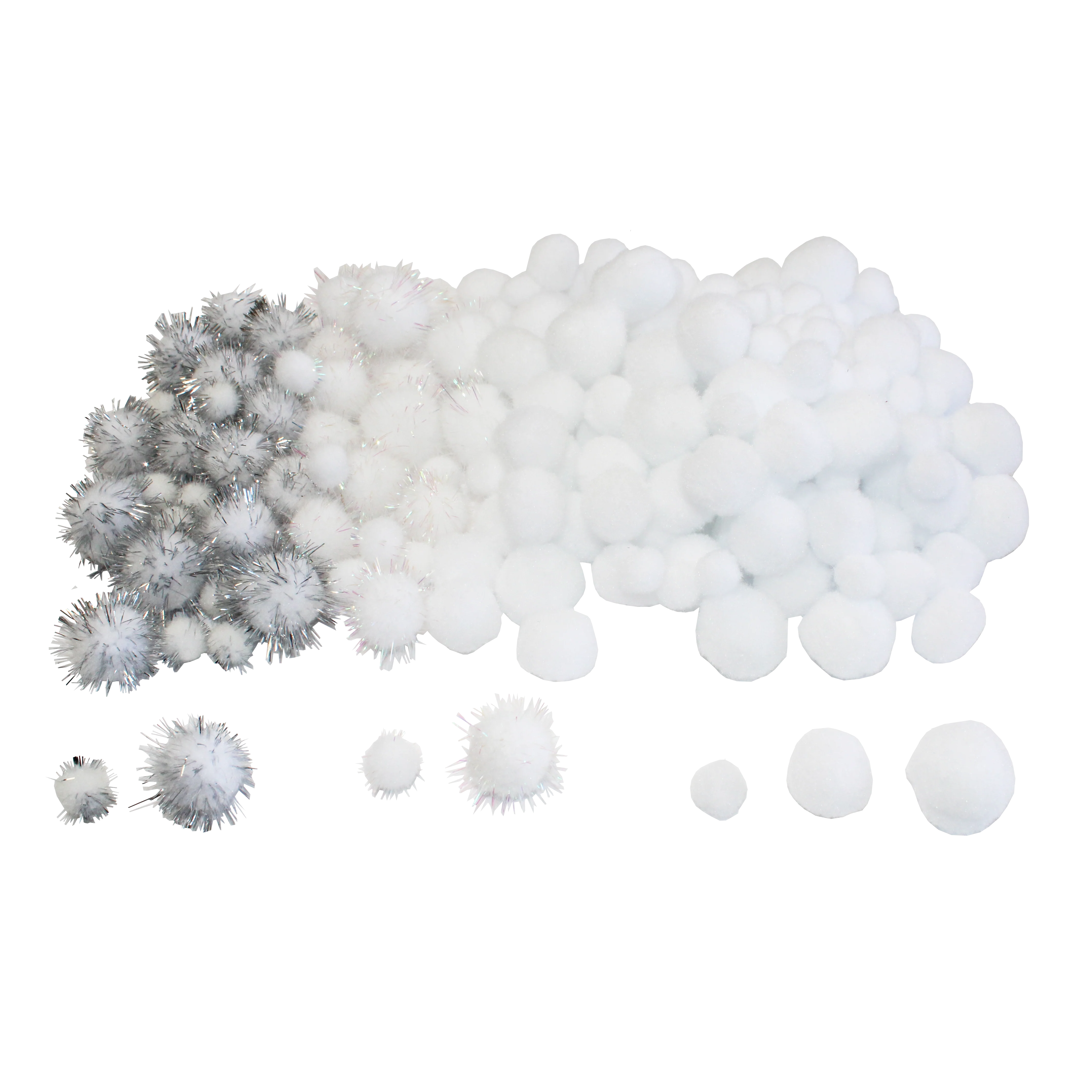 Lot de 200 pompons blancs - 3 tailles différentes - 2 coloris - Image 3