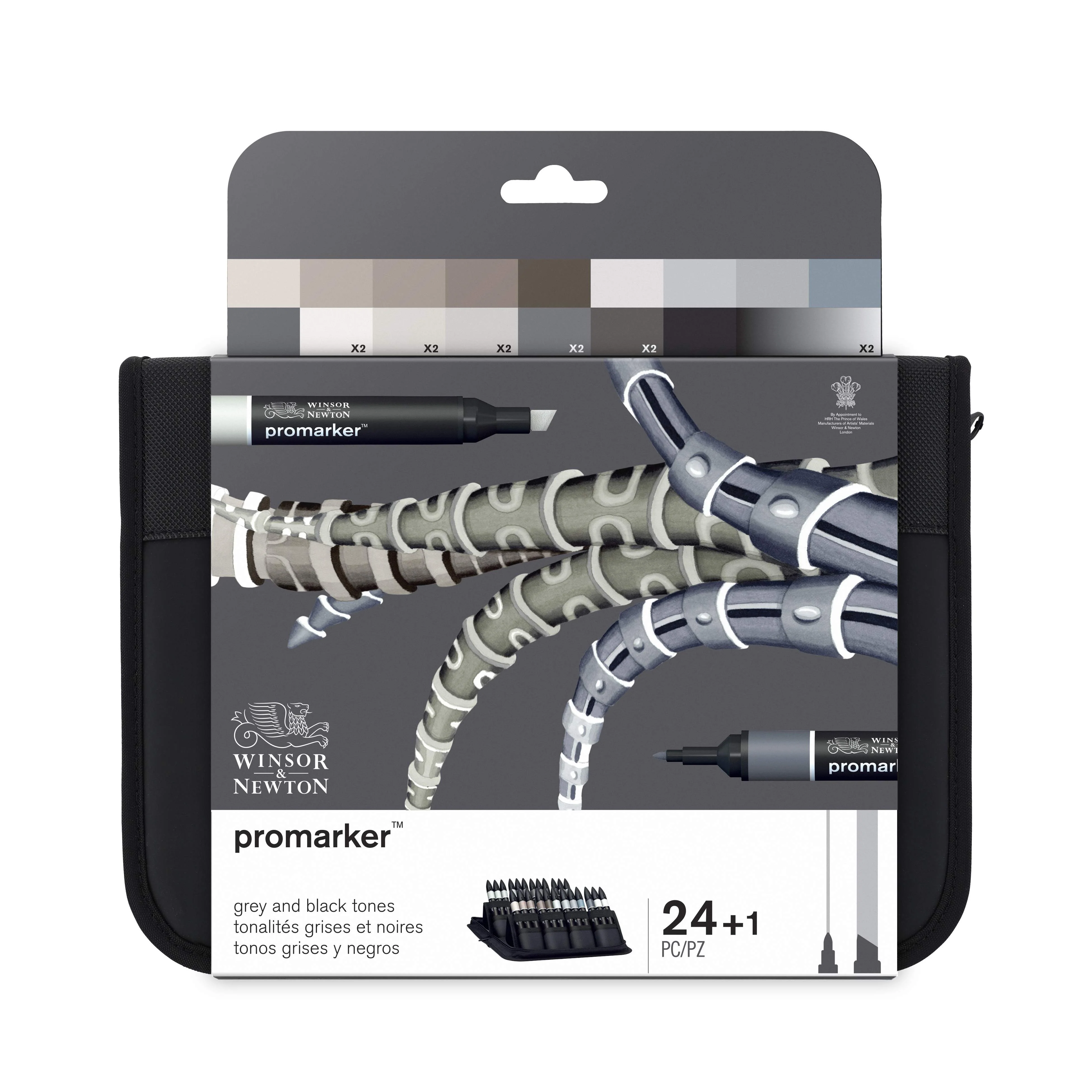 Marqueur Promarker assortiment de 24 tons gris et noirs