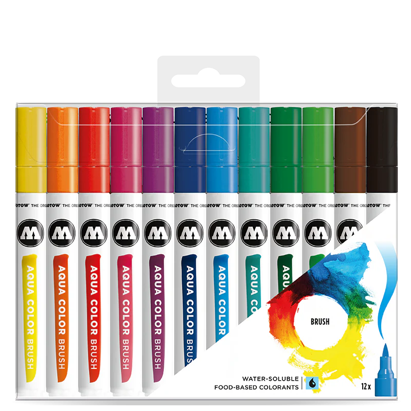 Pochette de 12 Marqueurs Aqua Color brush set 1