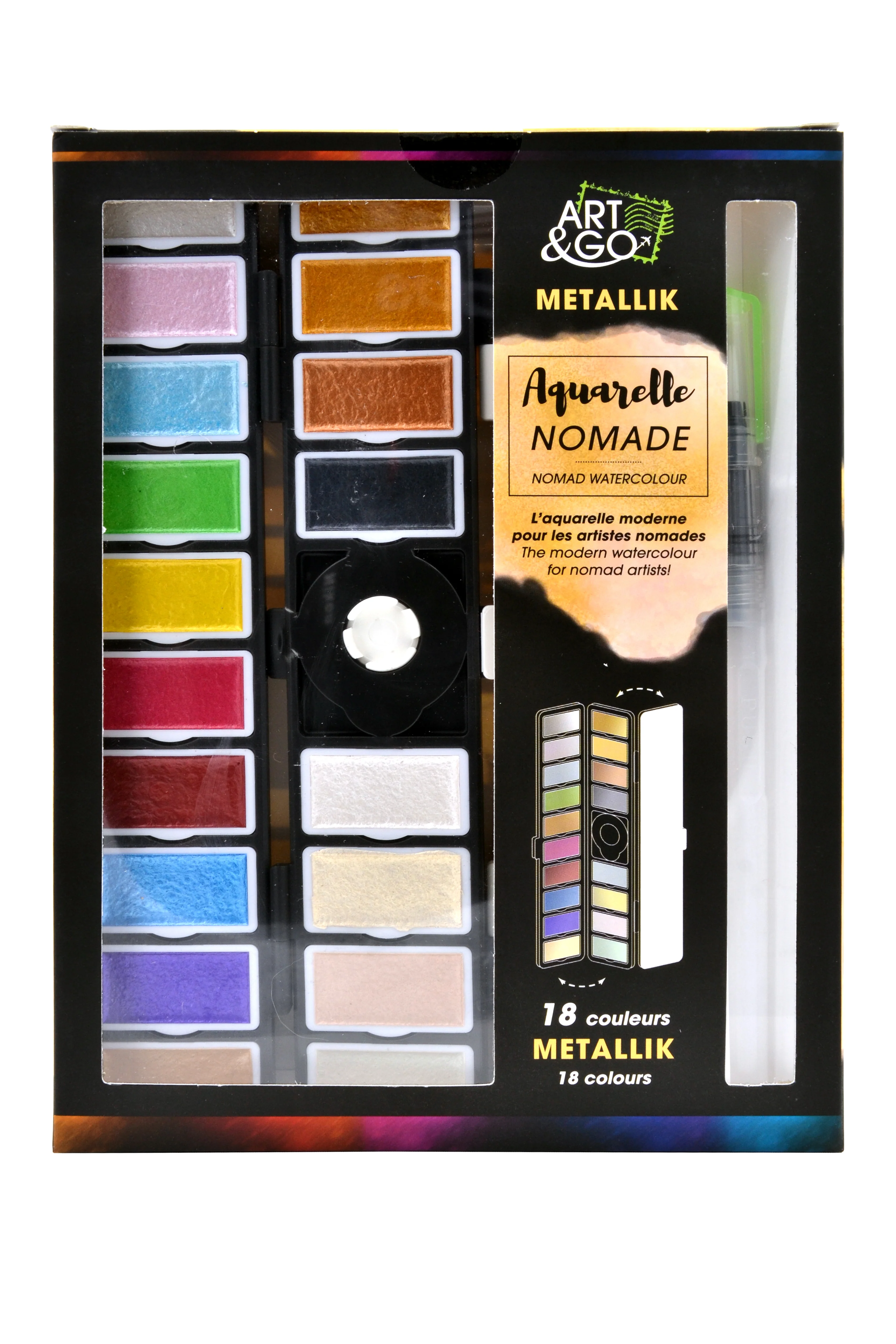 Palette 18 godets couleurs métalliques Art & Go - Image 3