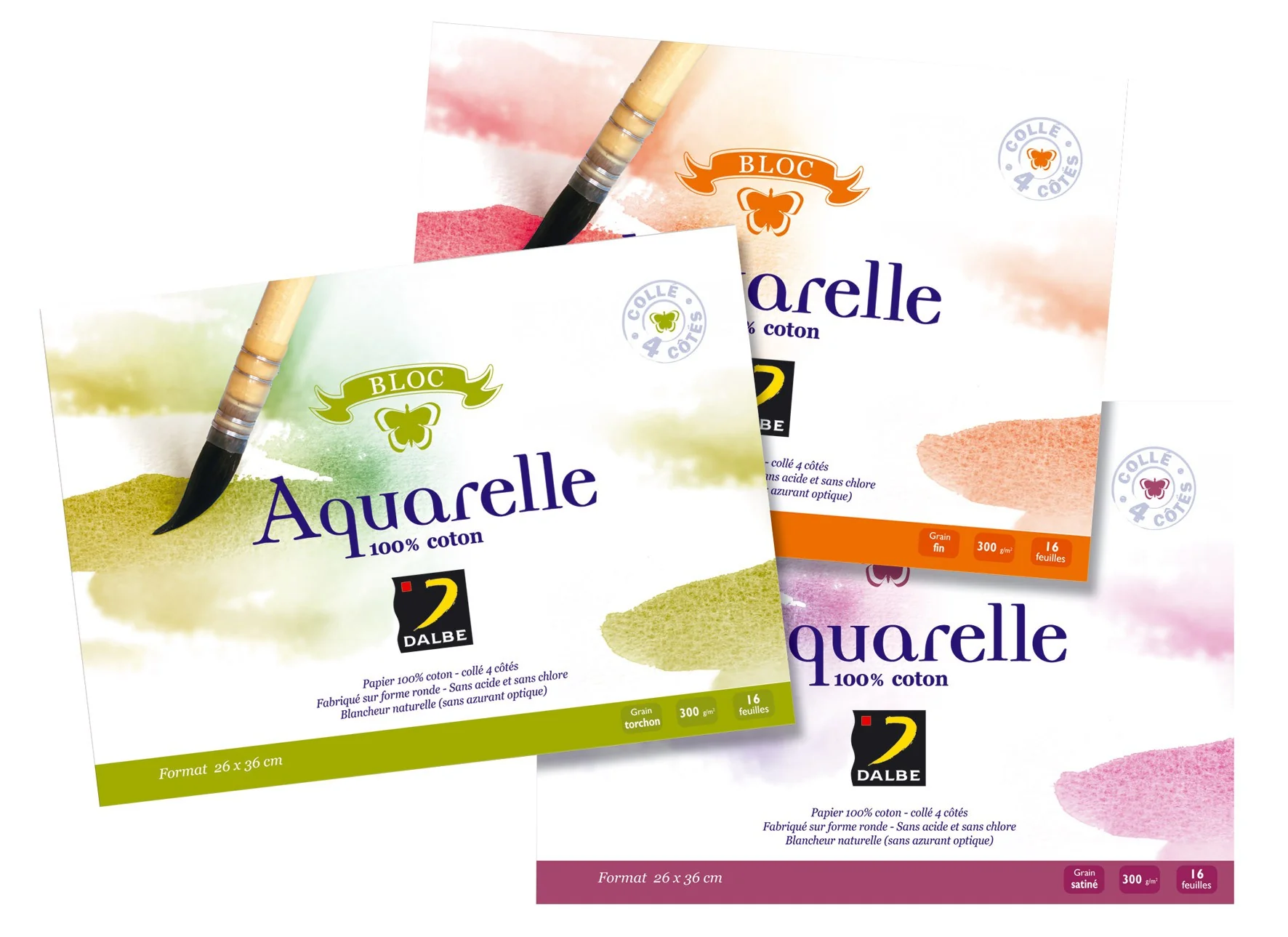 Papier aquarelle grain torchon 100% coton 300g/m²