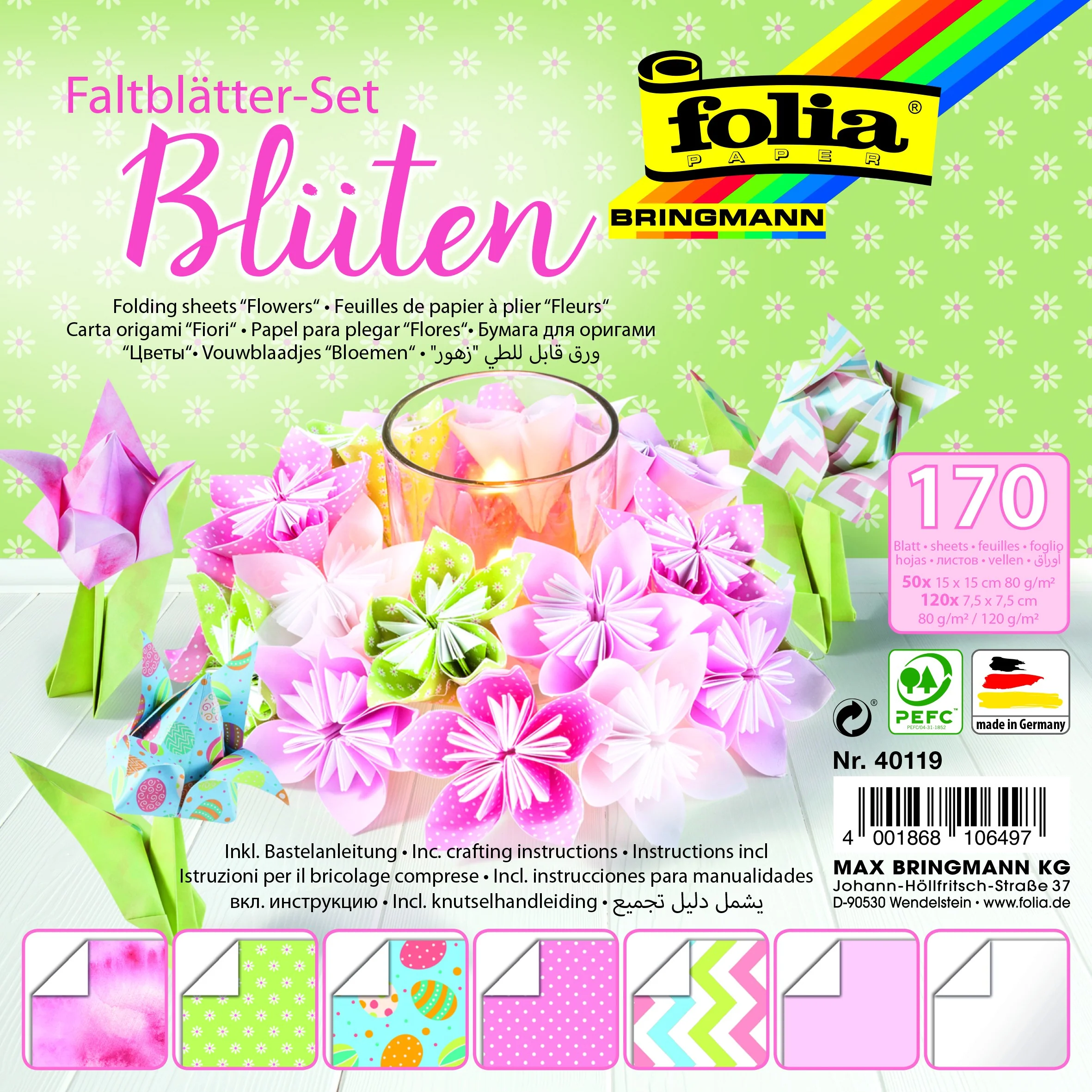 Papier de pliage thème Fleurs 170 feuilles