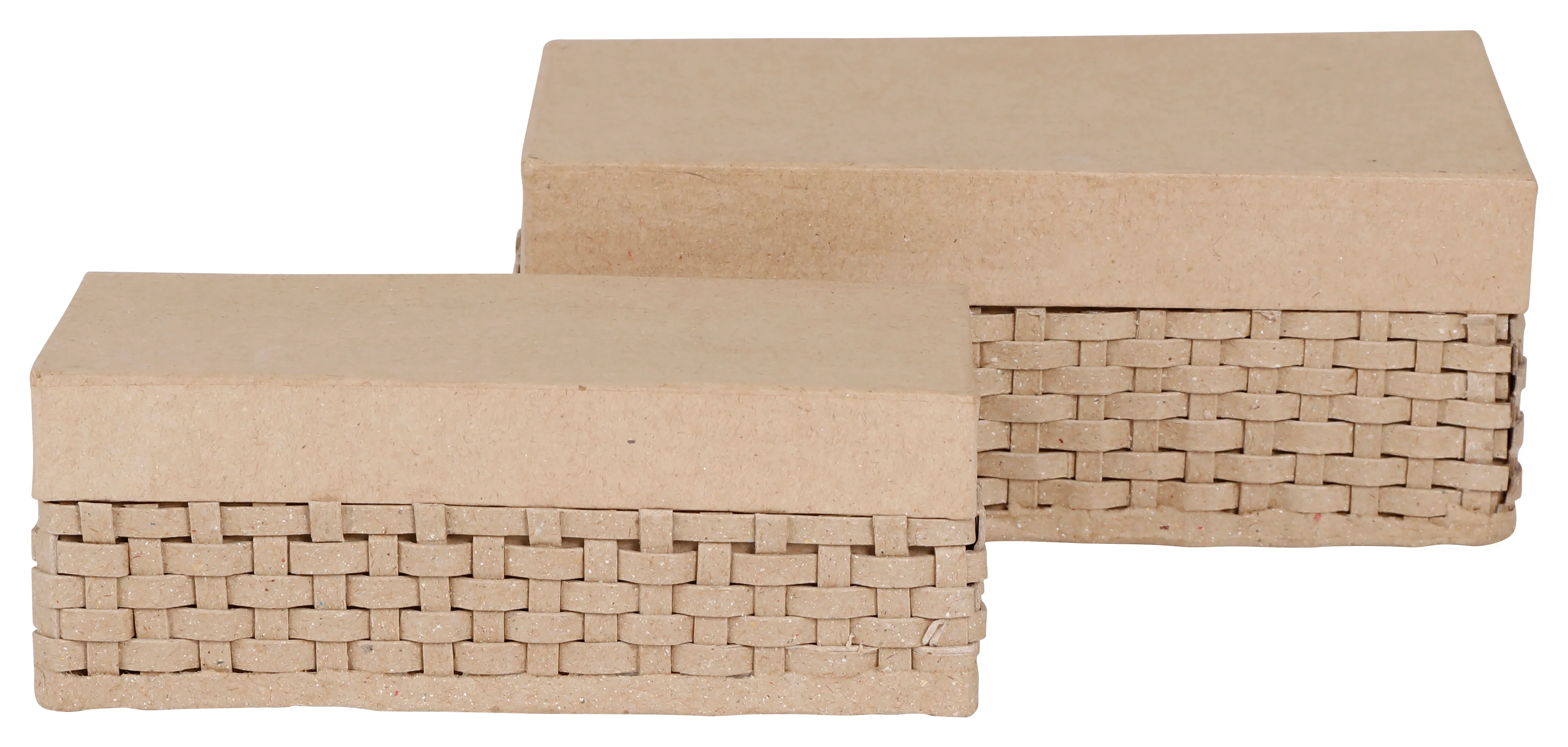 Papier mâché déco Boîte tréssée rectangle x2