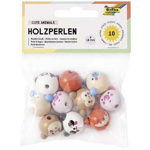 Perles en bois animaux mignons