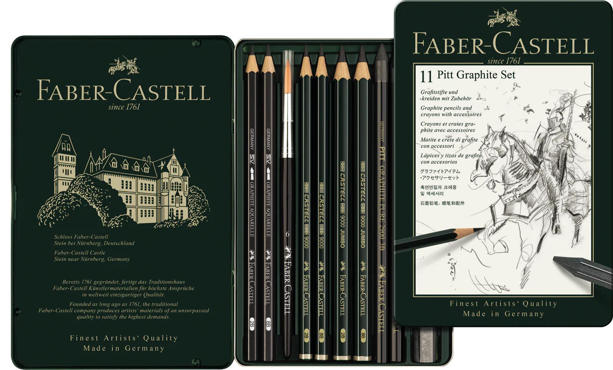 Petit set 11 crayons fusains PITT Graphite