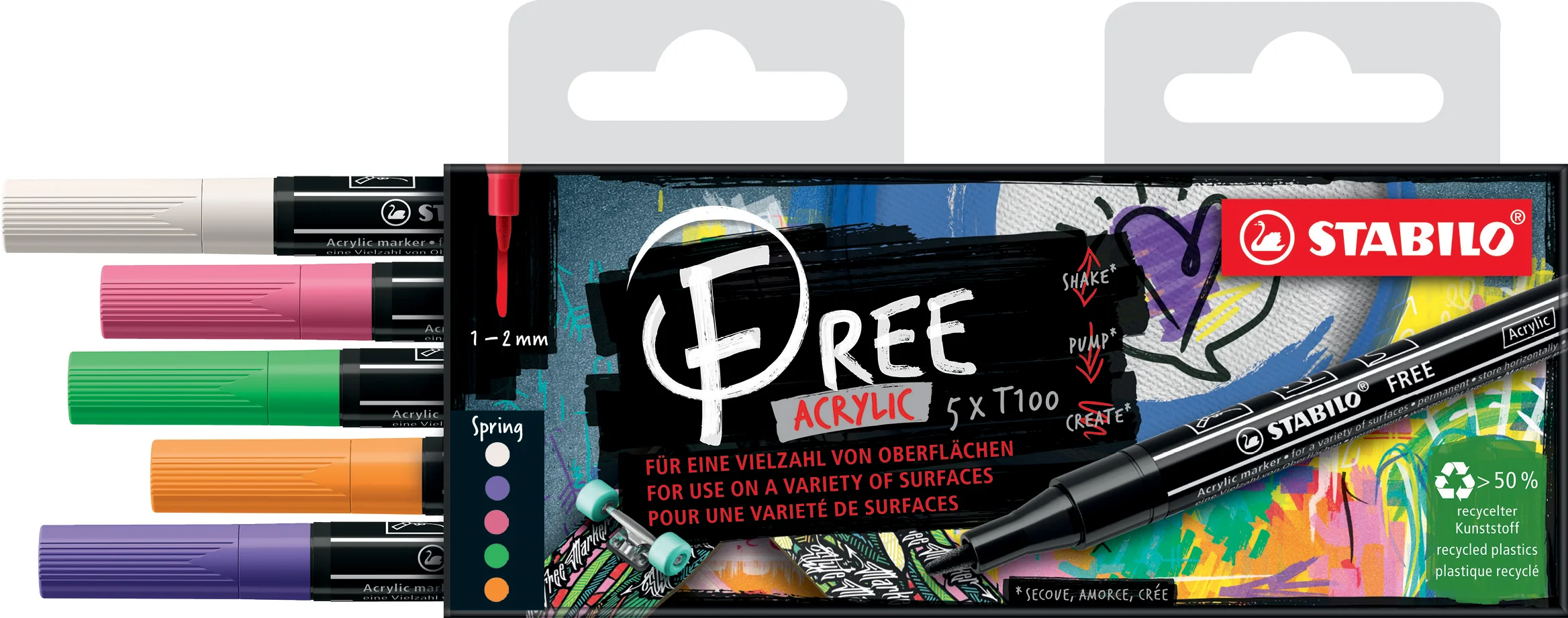 Pochette de 5 marqueurs acrylique FREE T100- SPRING - Image 3