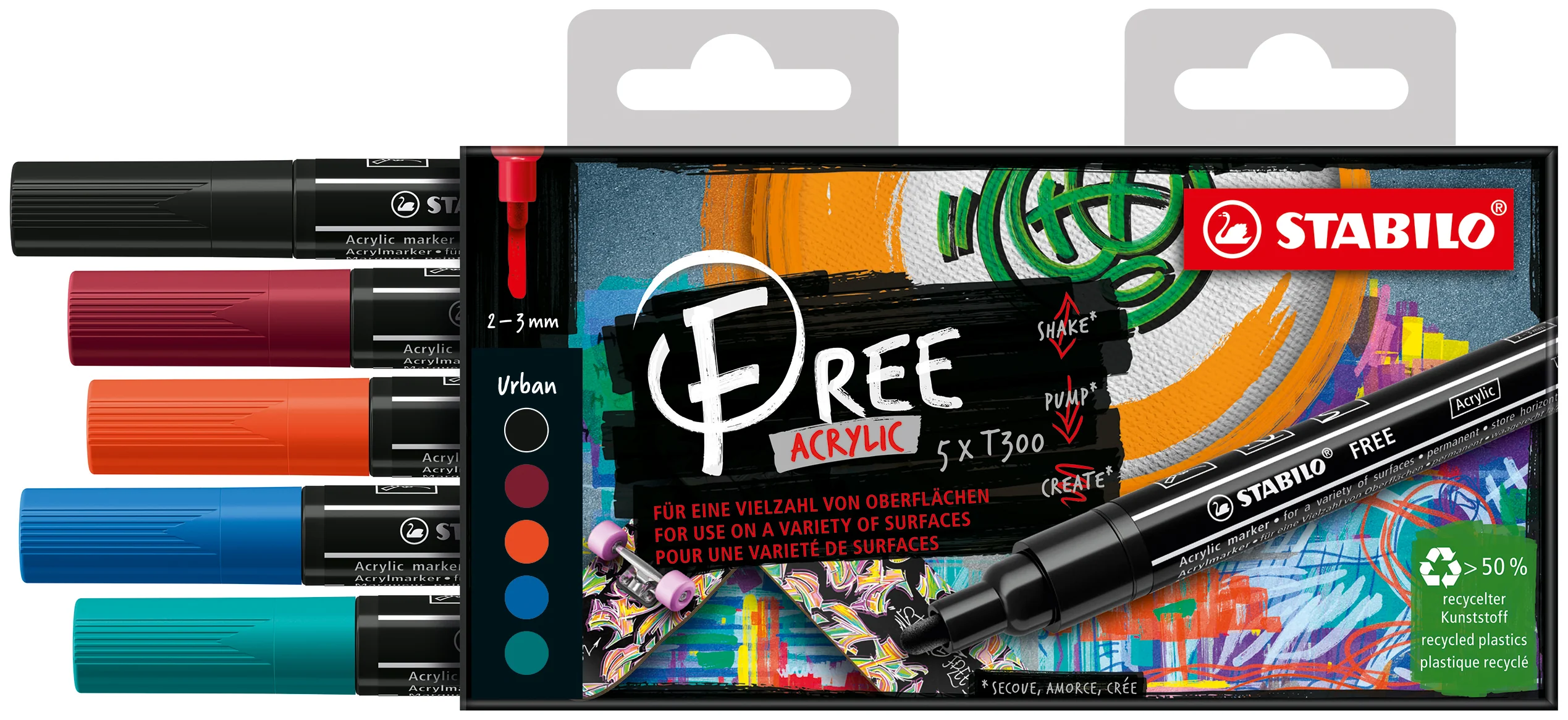 Pochette de 5 marqueurs acrylique FREE T300- URBAN - Image 2
