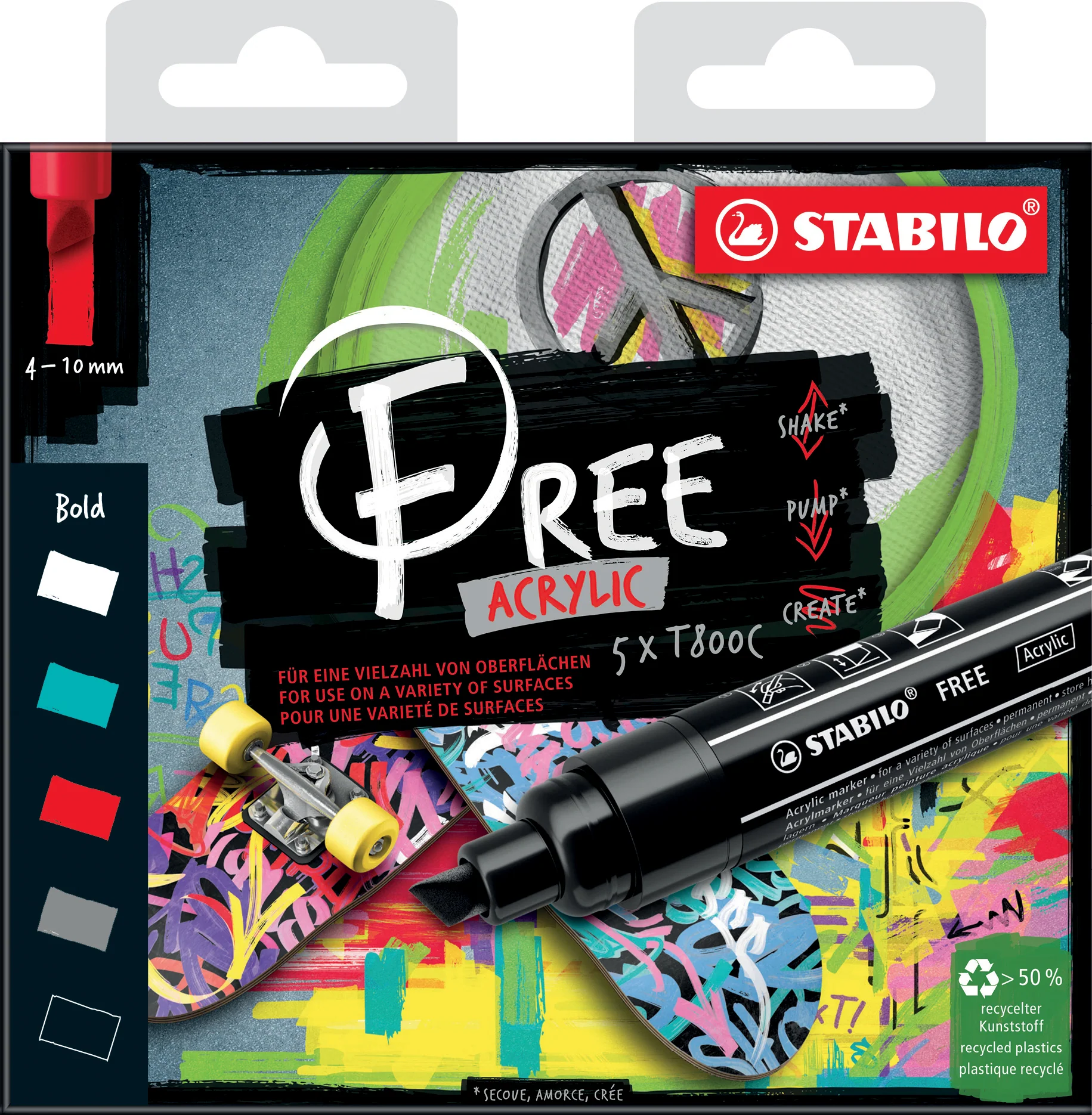 Pochette de 5 marqueurs acrylique FREE T800C- BOLD