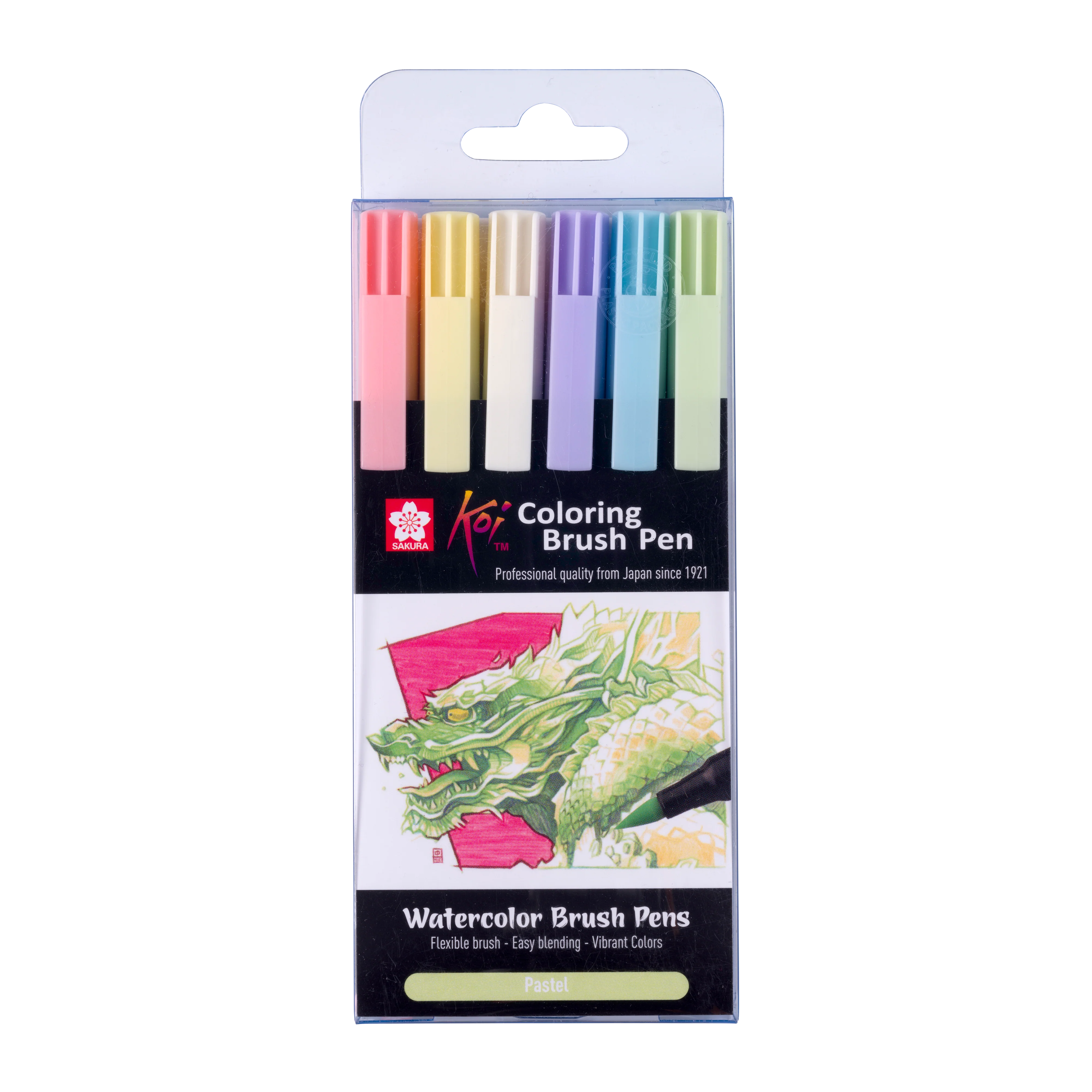 Pochette 6 feutres pinceaux KOI couleurs pastels