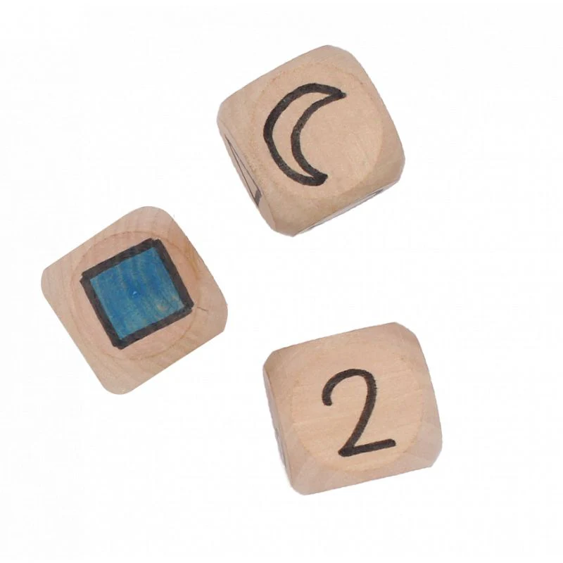 Lot de 3 dés en bois naturel - Image 2