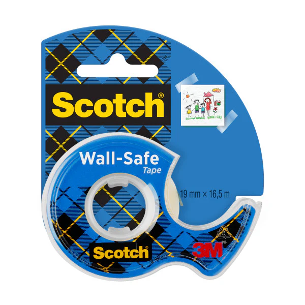 Ruban adhésif Scotch® Wall Safe, 19 mm x 16,5 m, 1 rouleau sur dévidoir manuel/paquet