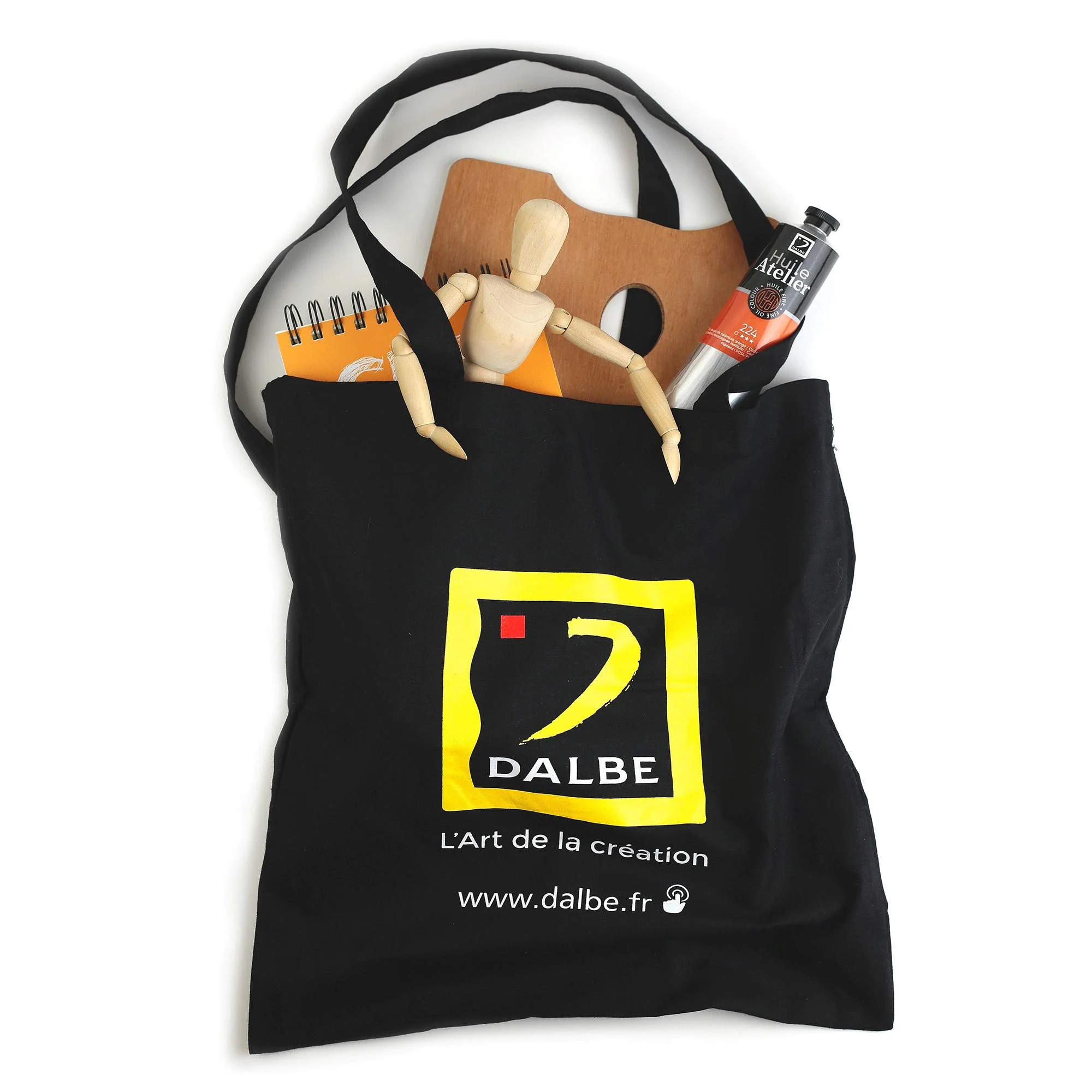 Sac tote bag noir Dalbe en coton