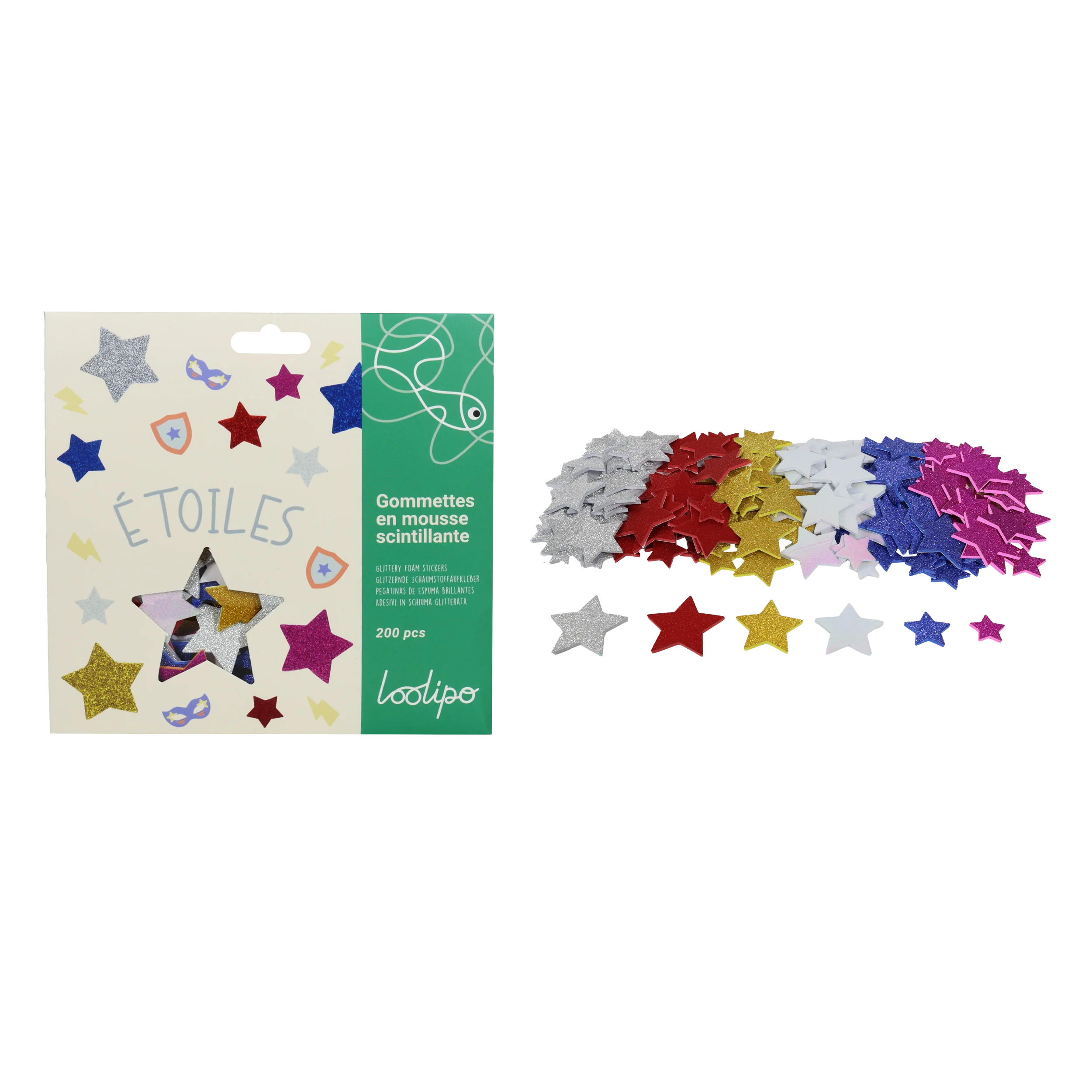 Mousses adhésives étoiles pailletés
