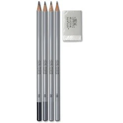Set 5 pièces Studio collection, 4 crayons Graphite tendres + 1 gomme - Image 5