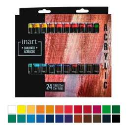 Set Acrylique 12 ou 24 x 12 ml couleurs assorties - Inart - Image 2