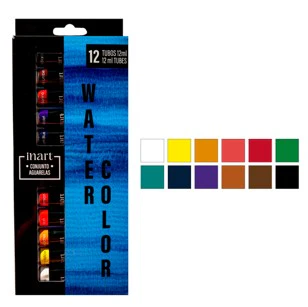 Set Aquarelle 12 ou 24 x 12 ml couleurs assorties - Inart