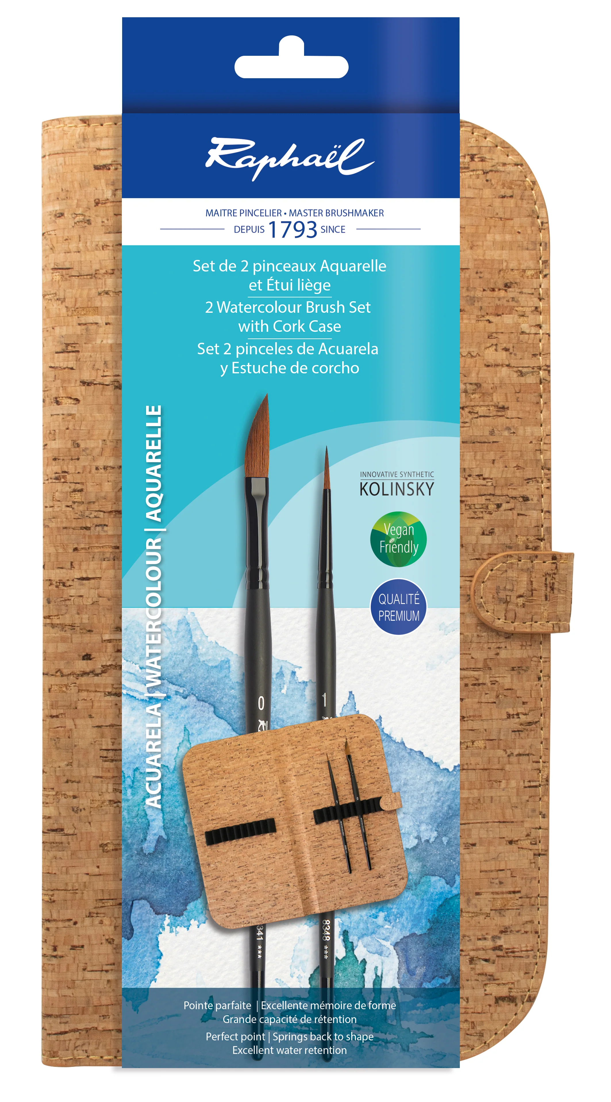 Set de 2 pinceaux aquarelle avec étui en liège - Raphaël - Image 2