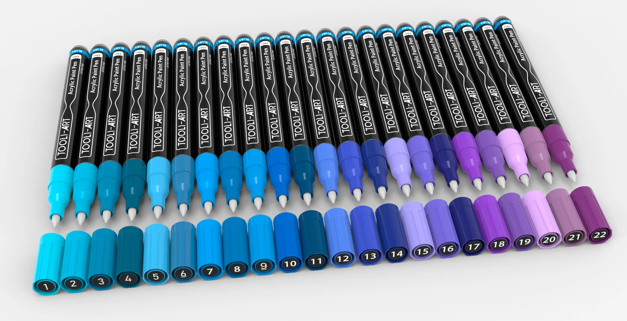 Set de 22 marqueurs acrylique Tooli-Art 0,7 mm - Bleu - Image 2