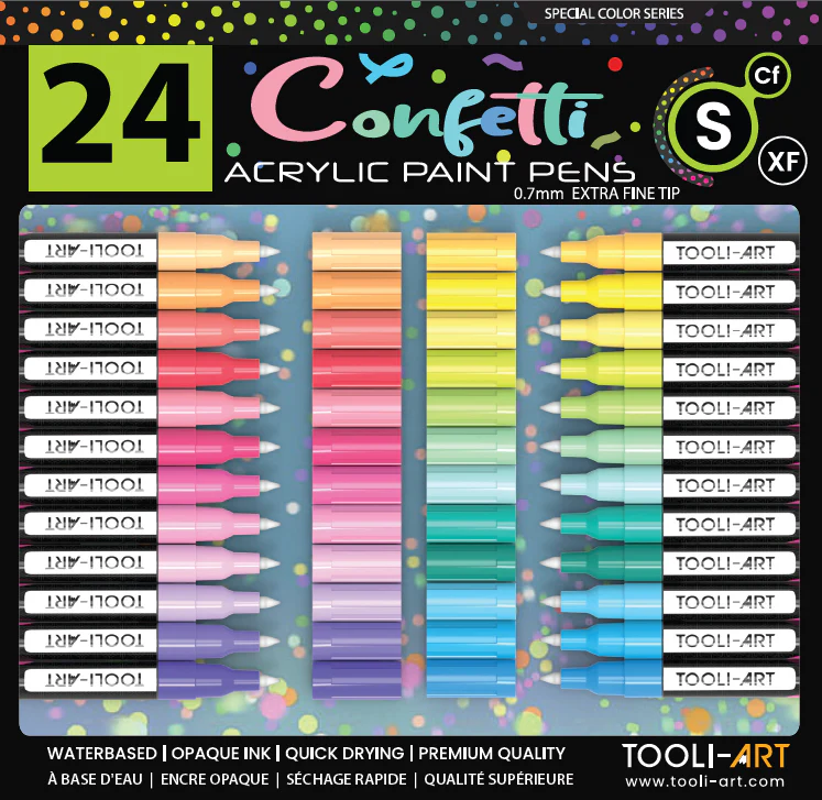 Set de 24 marqueurs acrylique Tooli-Art 0,7 mm - Confetti