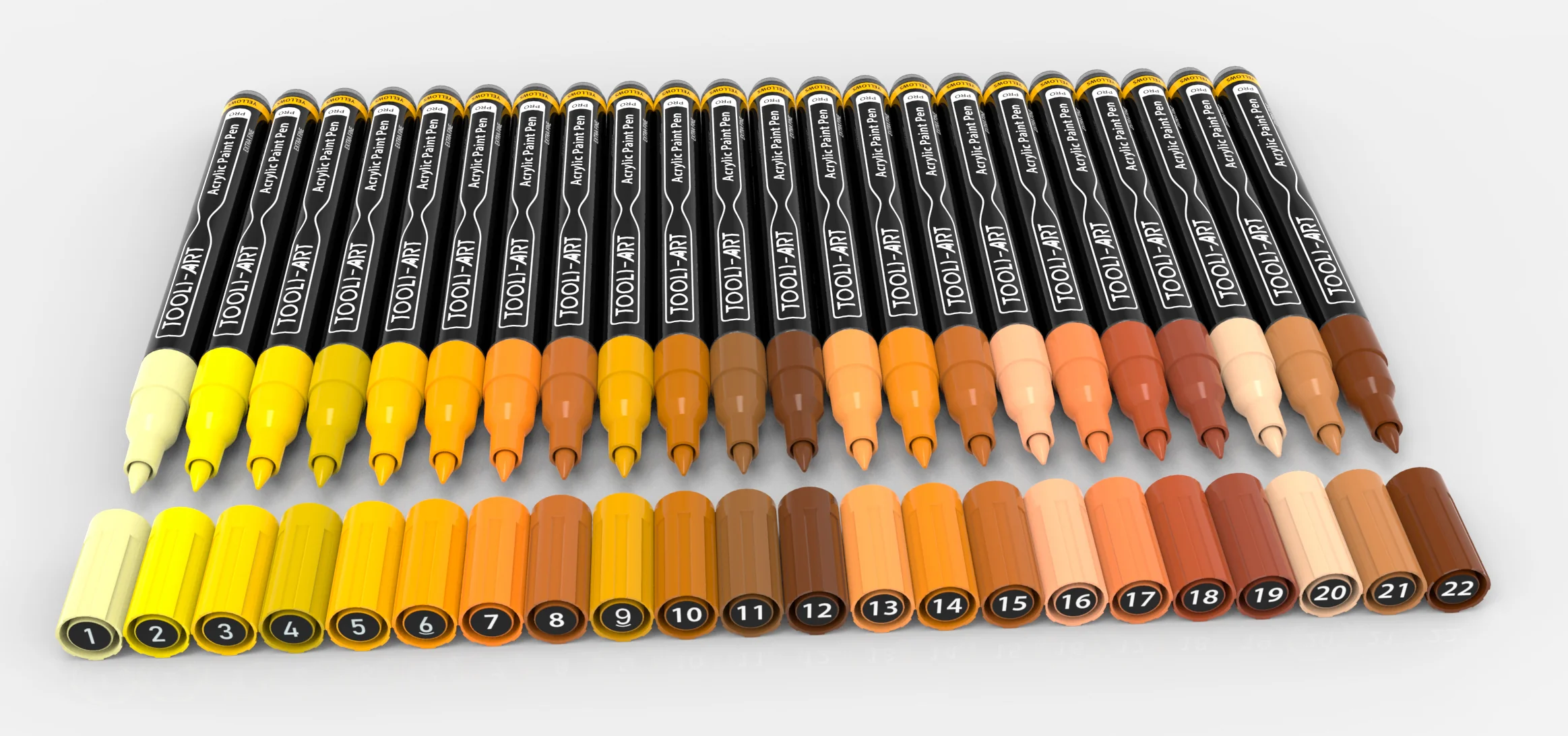 Set de 22 marqueurs acrylique Tooli-Art 0,7 mm - Jaune - Image 3
