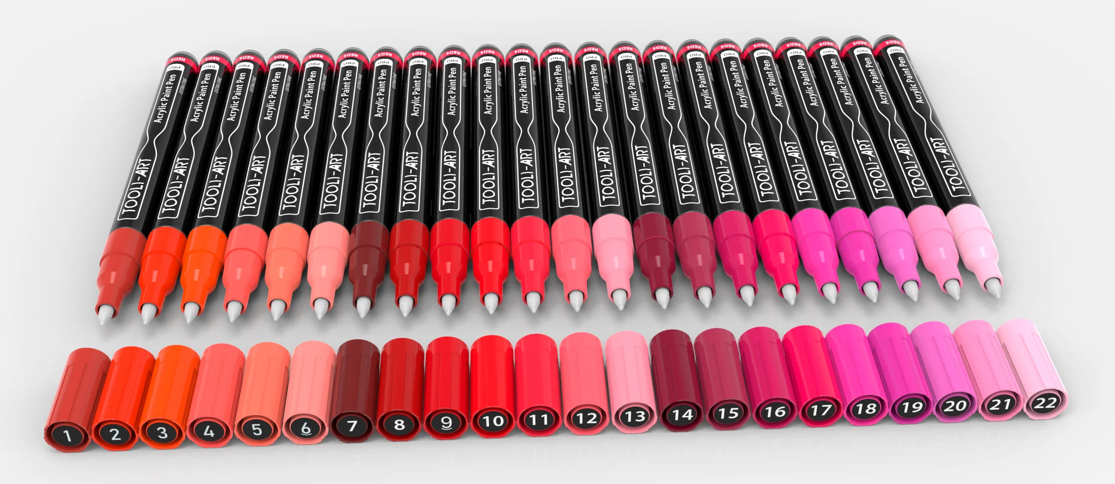Set de 22 marqueurs acrylique Tooli-Art 0,7 mm - Rouge - Image 3