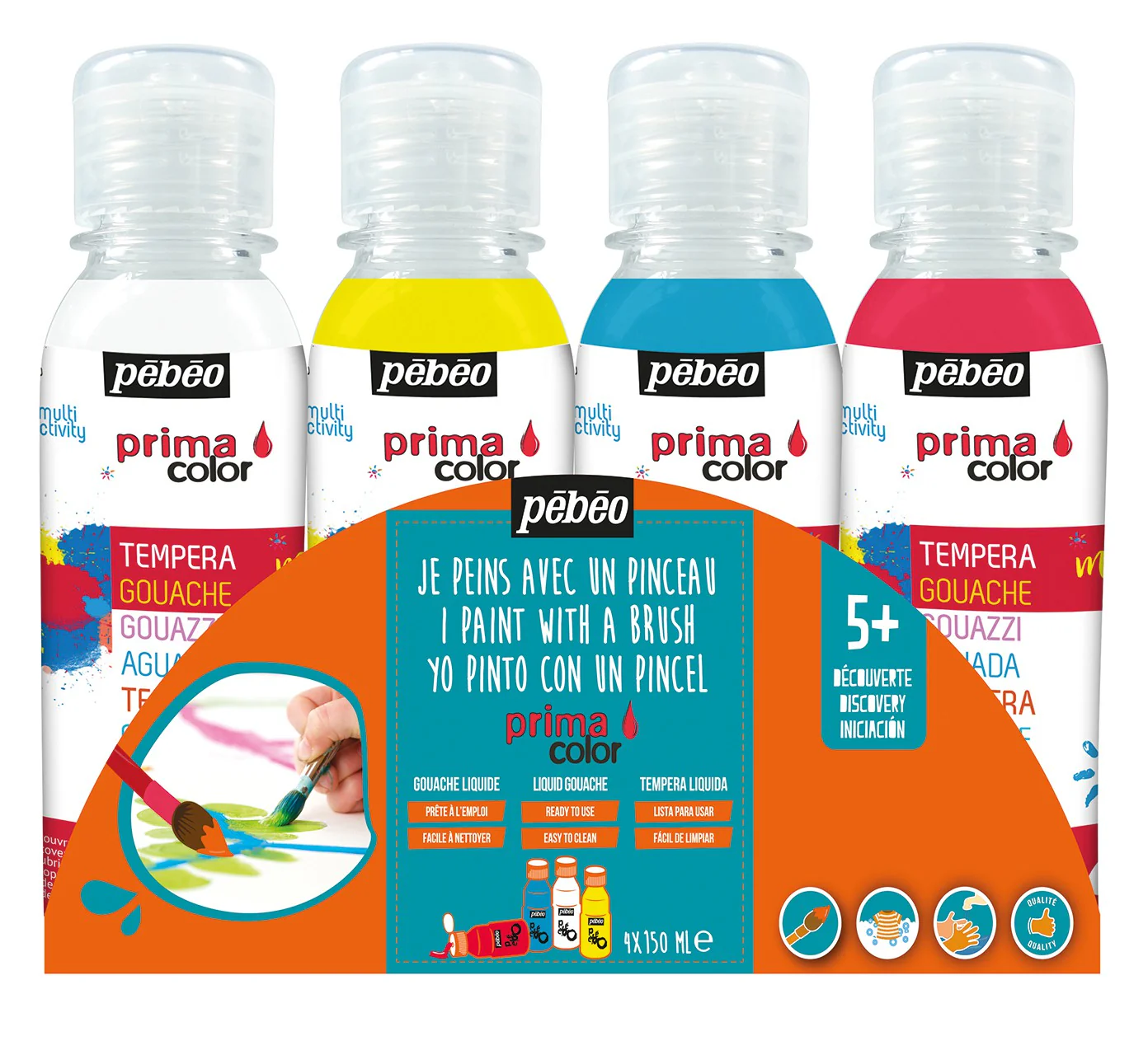 Set de 4x150ml classique Gouache liquide Primacolor