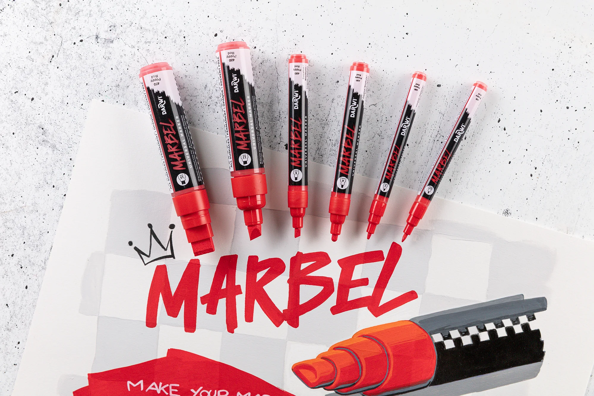 Set de 6 marqueurs Marbel pointe médium 4 mm - assortiment métallique - Image 3