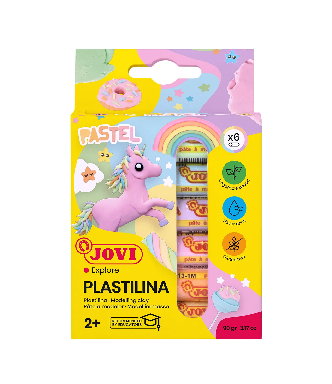 Pâte à modeler Plastilina X6 15g Pastel Jovi explore