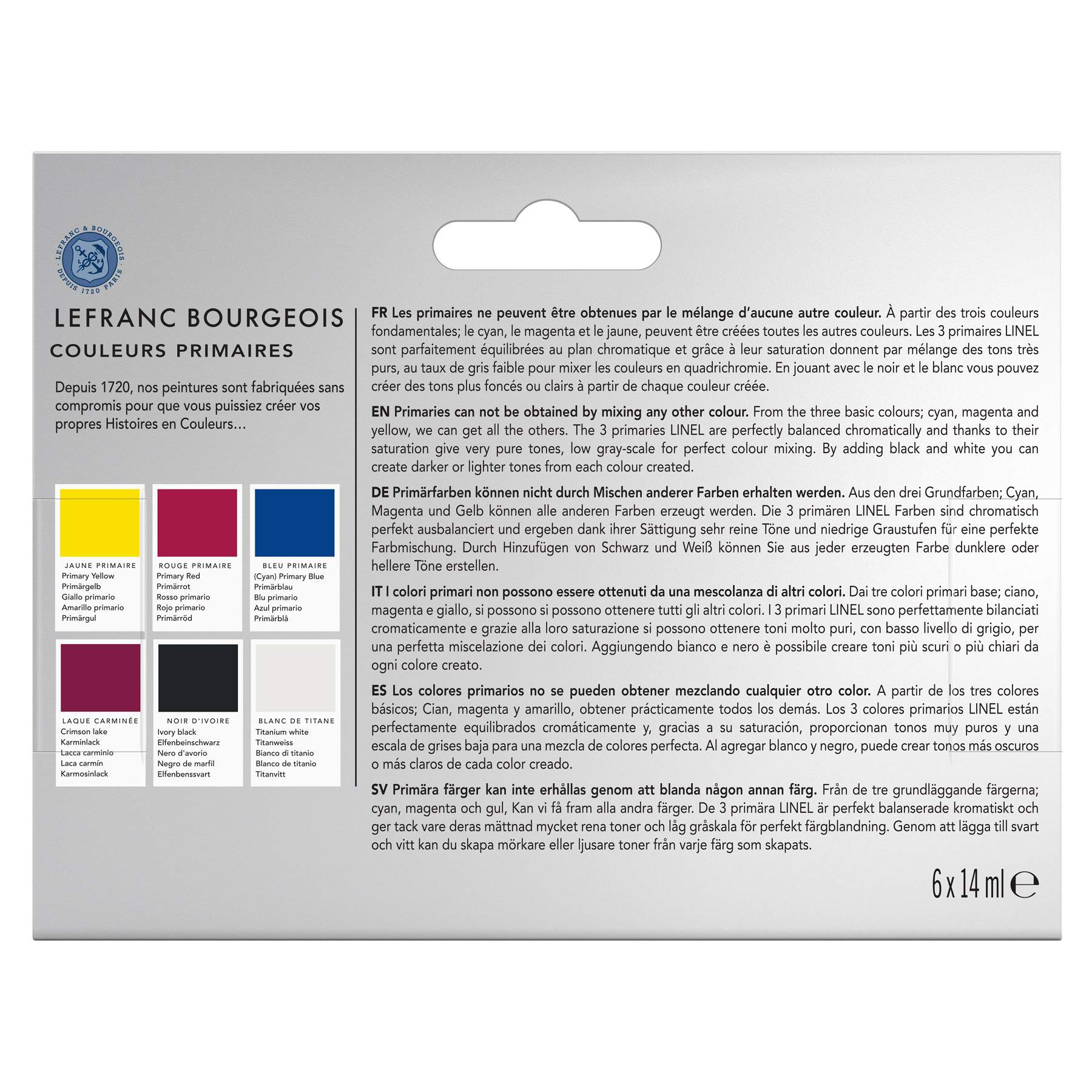 Set gouache Extra-fine LINEL 6 x 14 ml couleurs primaires - Image 2