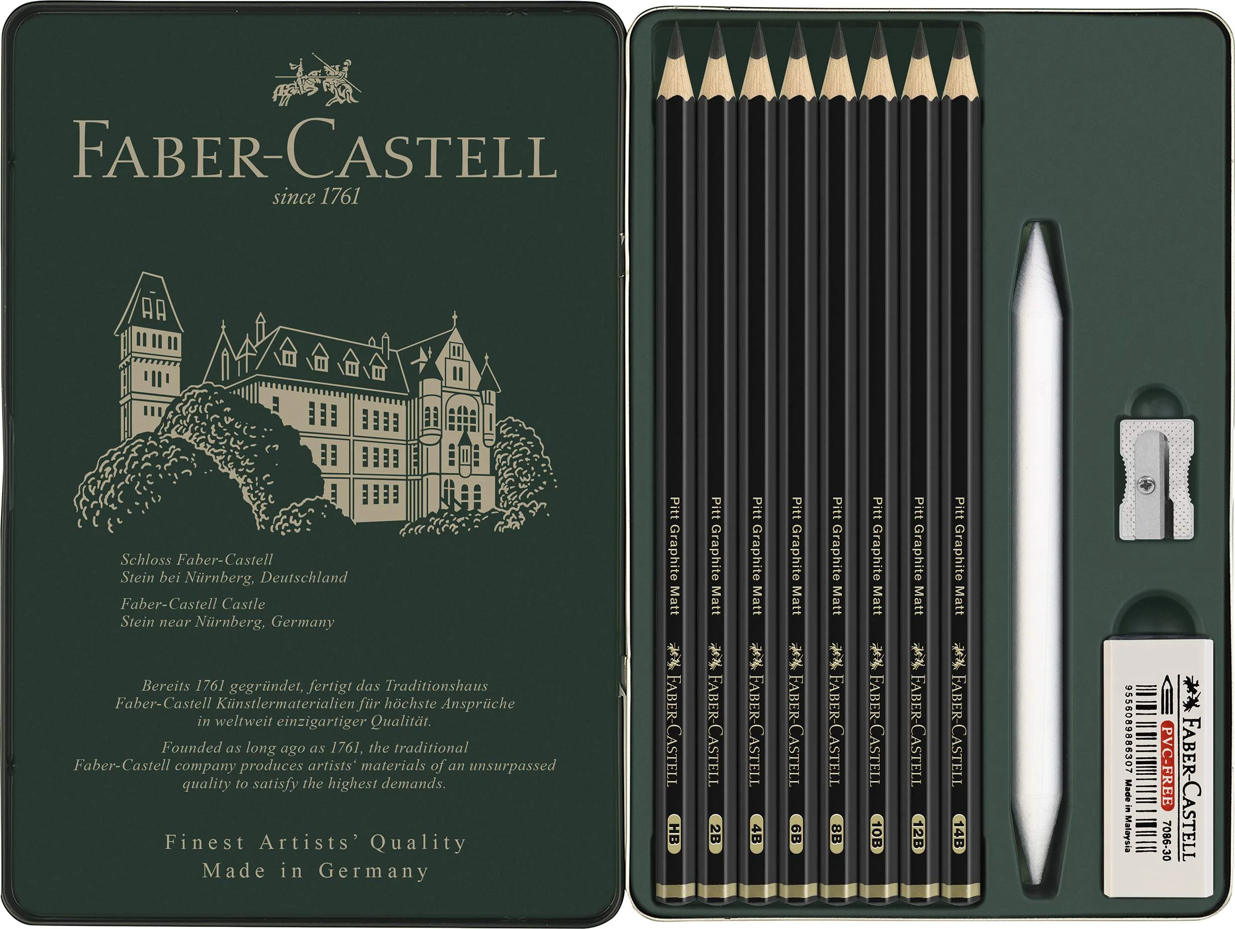 Set metal de 8 Crayons Pitt Graphite Matt + 3 accessoires - Image 2