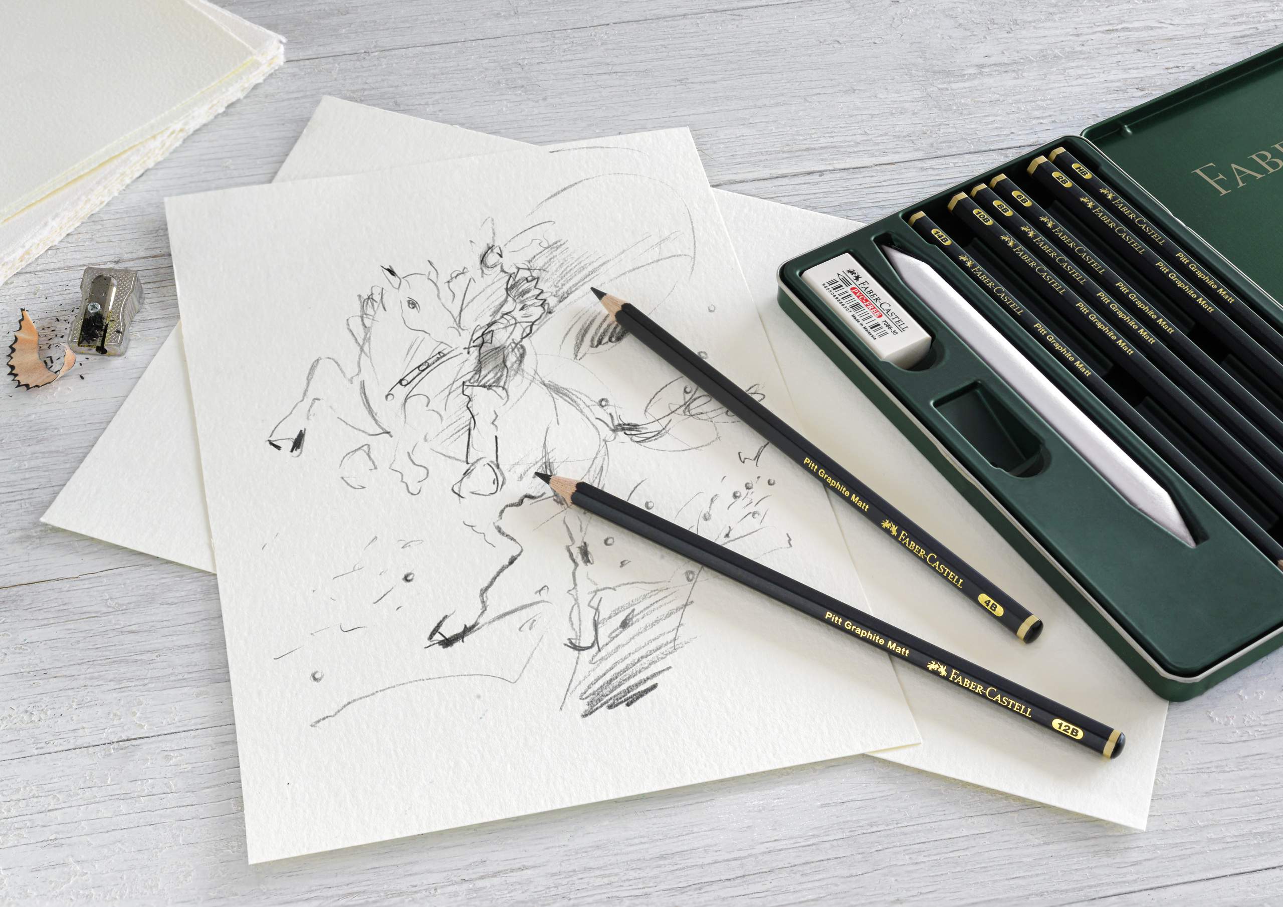 Set metal de 8 Crayons Pitt Graphite Matt + 3 accessoires - Image 4