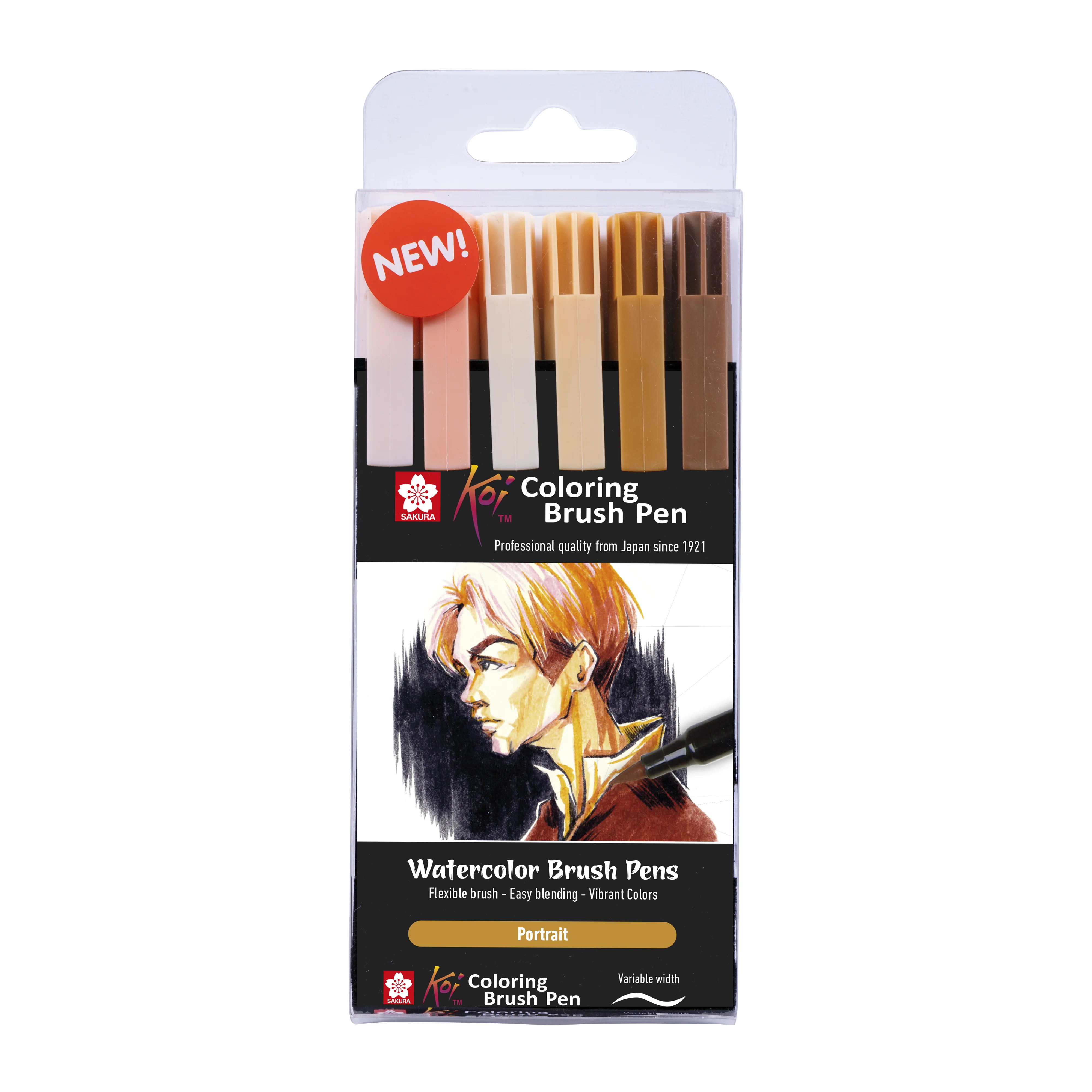 Set Portrait de 6 feutres Coloring Brush Pen KOI
