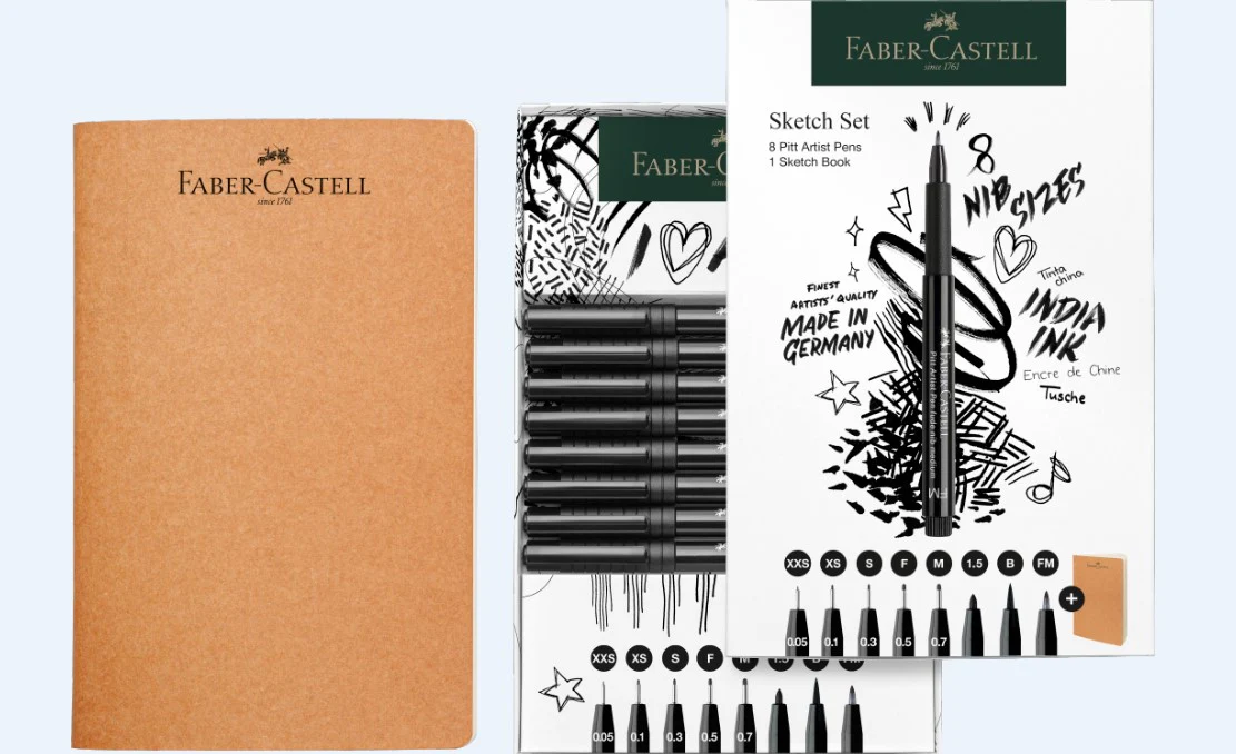 Set Sketch 8 feutres Pitt Artist Pens assortis + carnet de croquis - Image 2