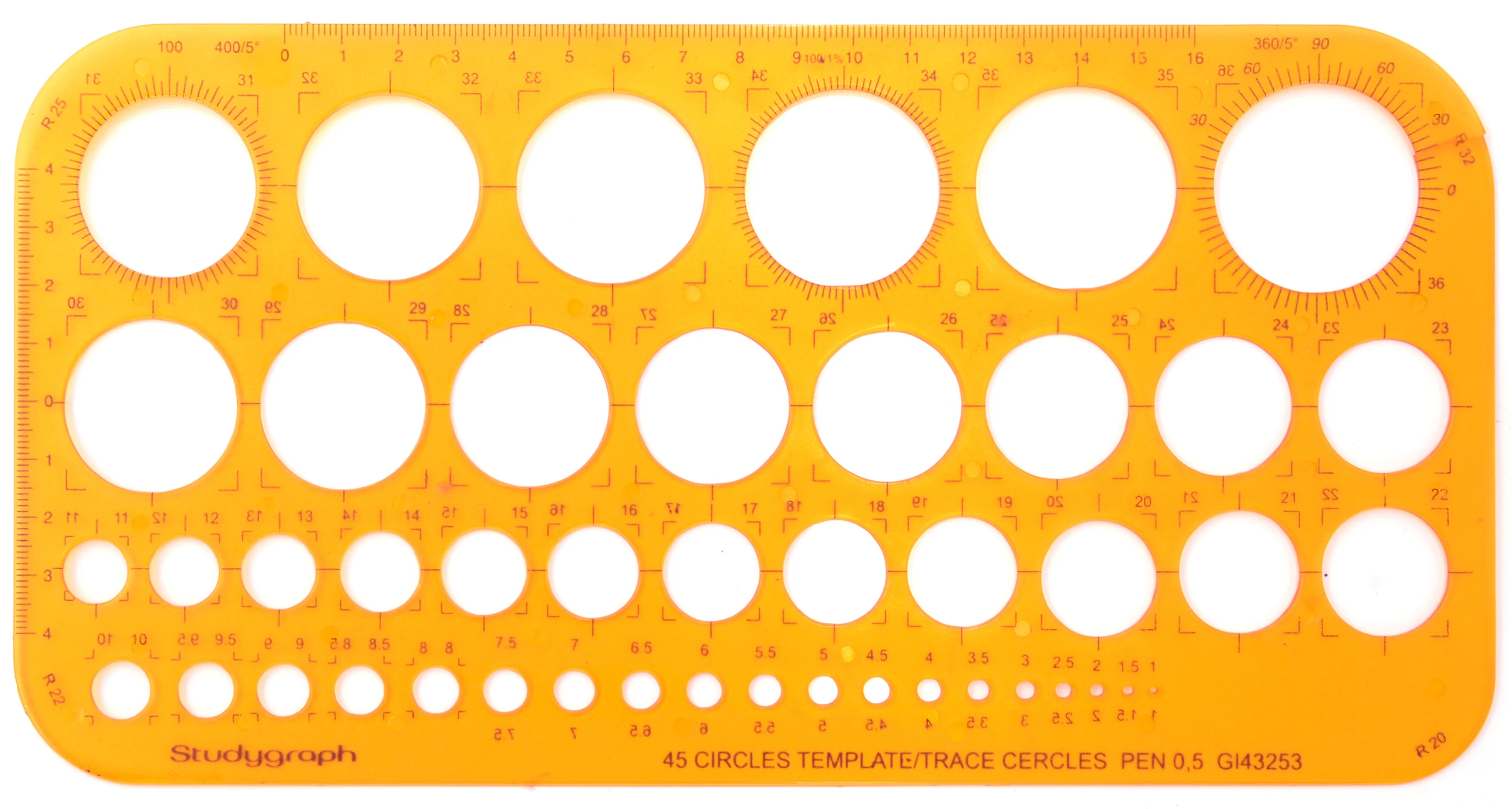Trace-cercles Pair et Impair 1 à 36 mm