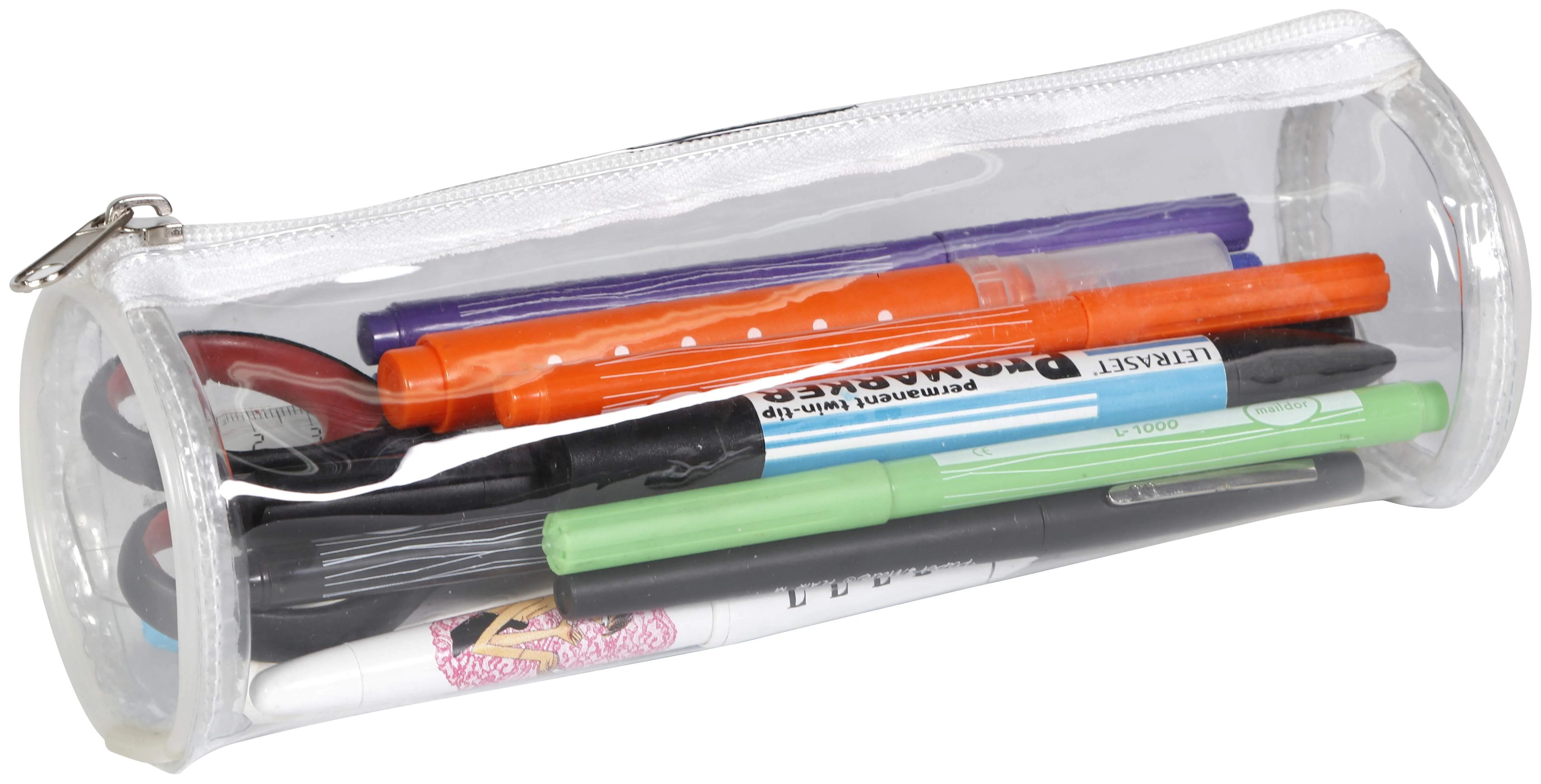 Trousse ronde transparente 22 cm, diamètre 7 cm - Image 2
